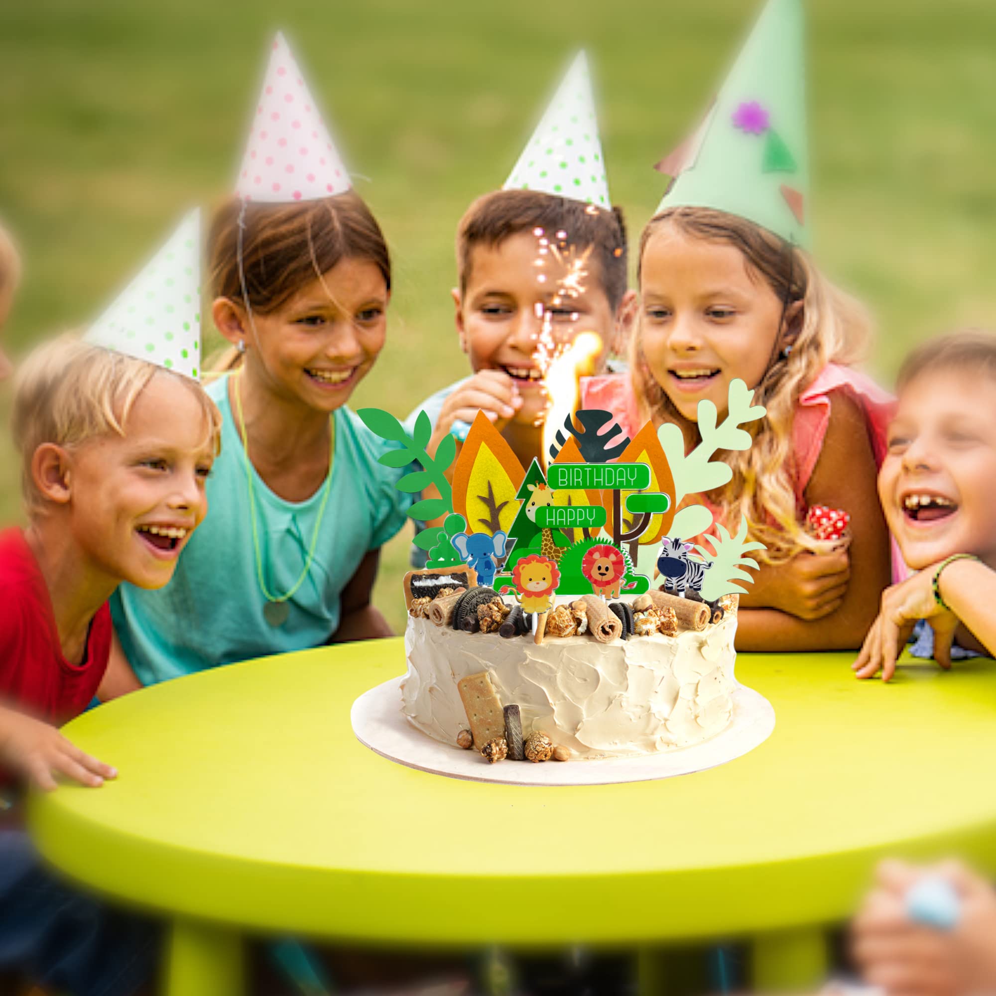 ZenithAura sopra Tavola della Giungla e Set di Decorazioni Cupcake da 25 Pz Stile Chill Estate Animali Completo per la Festa di Compleanno da 1 a 10 Anni (Giungla