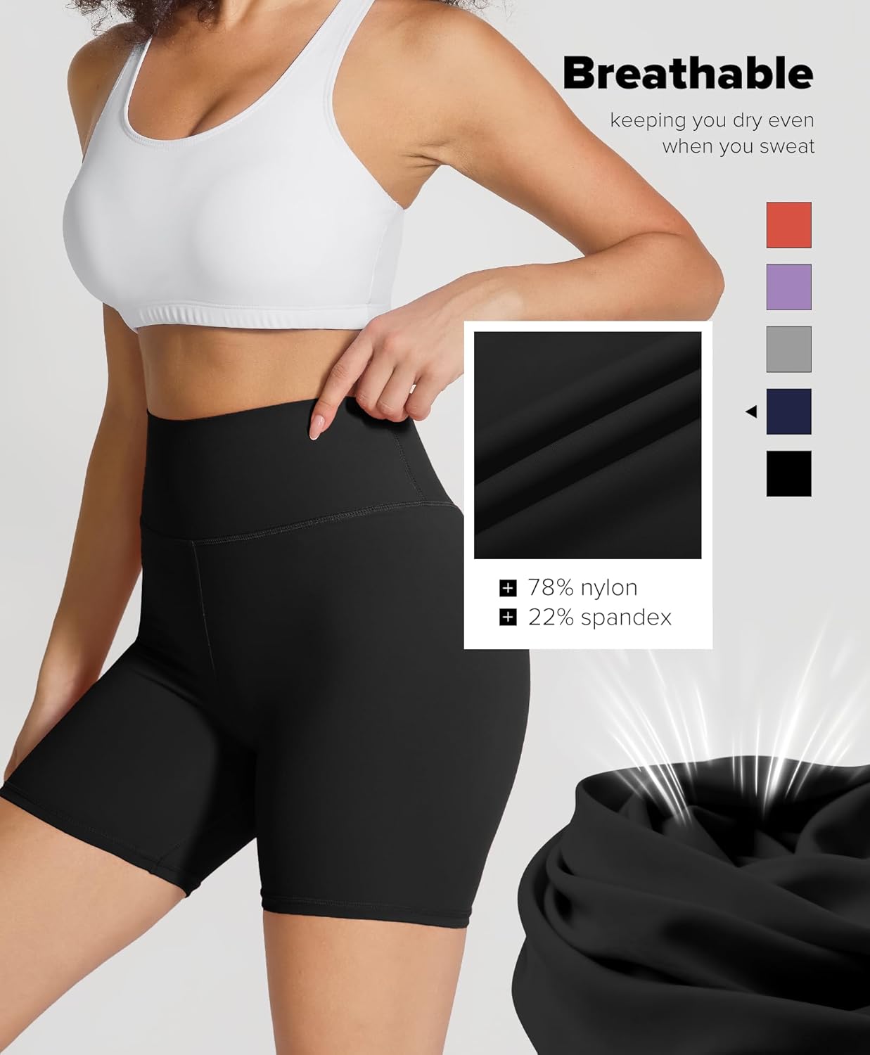 BRXL Womens Biker Shorts Tummy Control Workout Shorts High Waisted Yoga Running Gym Spandex Compression - Image 5