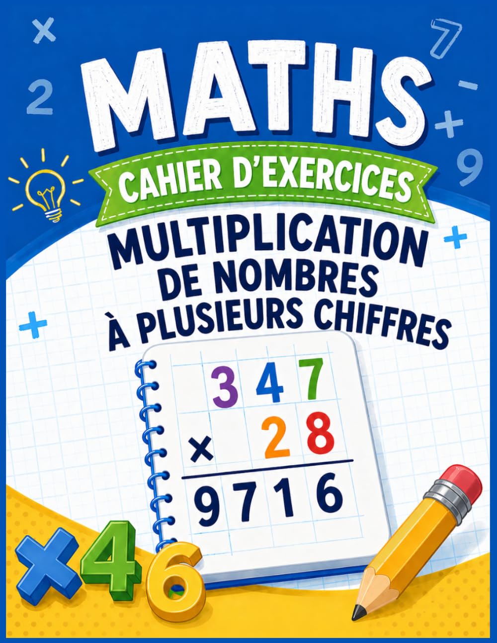 Cahier de Mathématiques : Multiplications à plusieurs chiffres: Cahier de Mathématiques : Multiplications complexes (CM2, 6ème et 5ème) | Exercices d'entraînement pour enfants