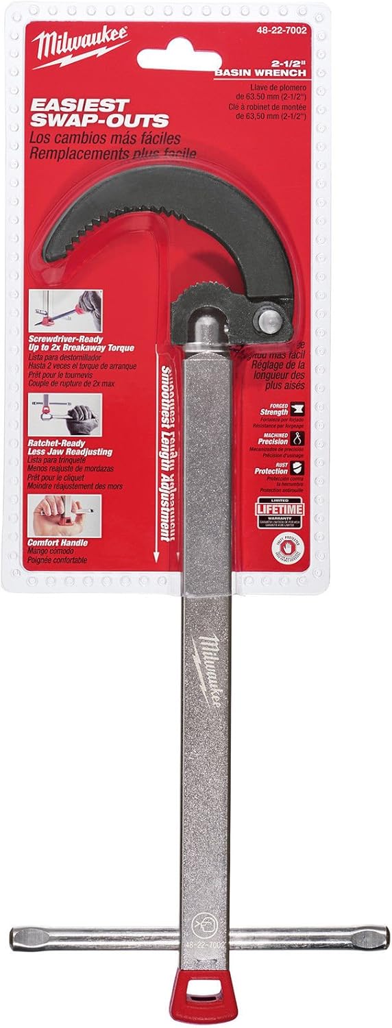 Milwaukee Basin Wrench 2.5'' Capacity Telescopic 10~17'' 48-22-7002