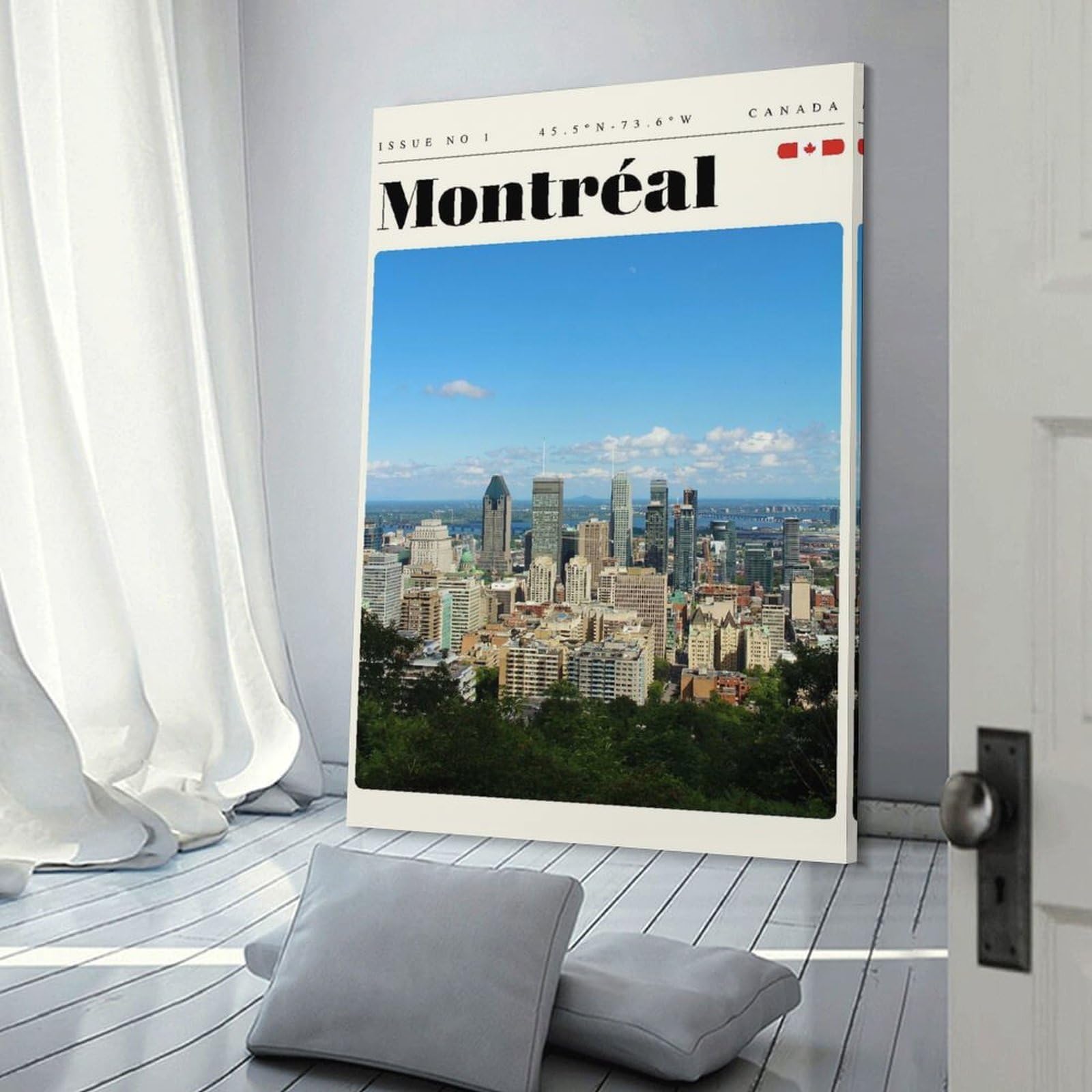 Junmoney Montreal Quebec Travel Art Canvas Wall Decor, 16x24inch(40x60cm), for Gallery Wall Decor And Room Displays, Wall Decor Suited to Curated Displays