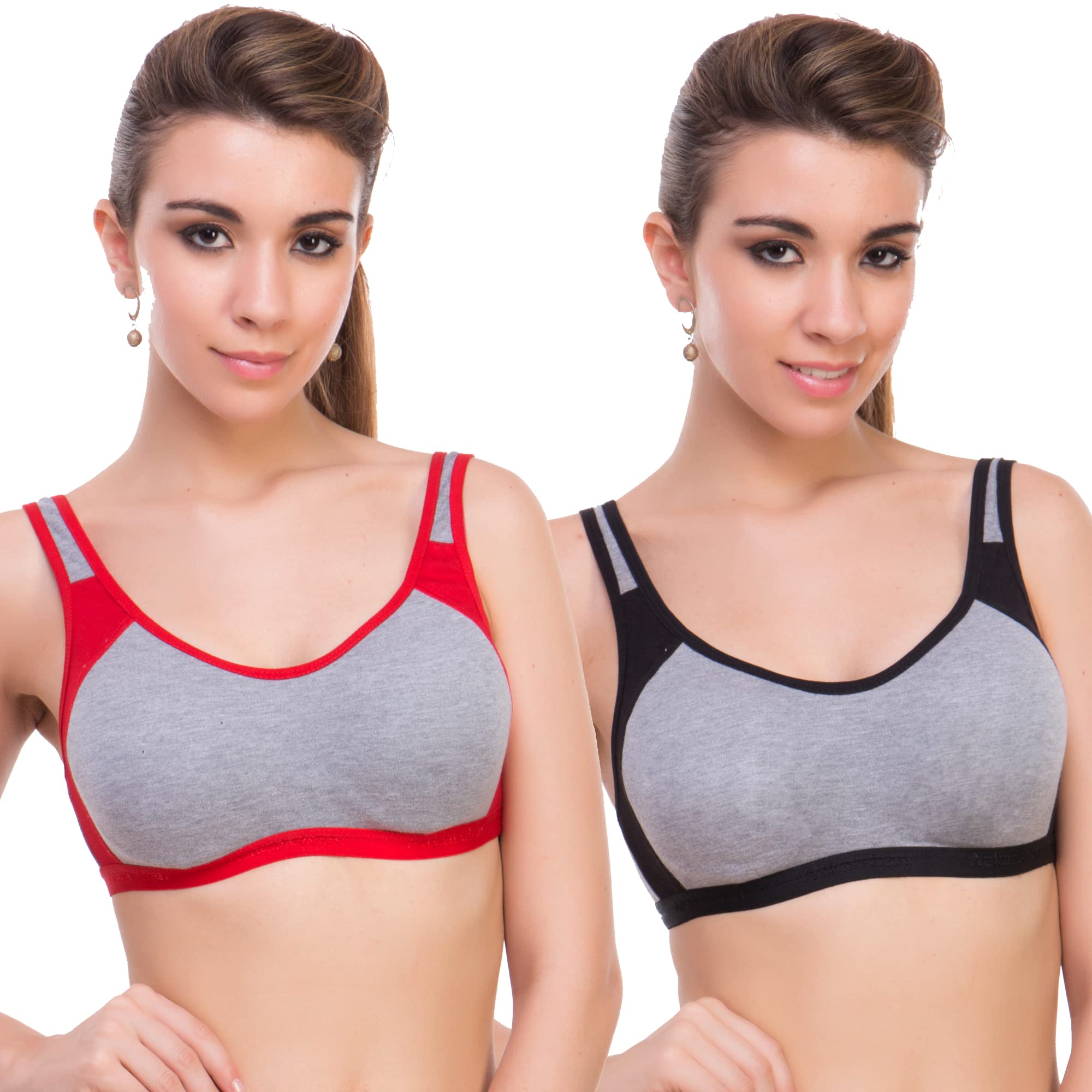 Sport Bra Non Padded, Non Wired (40, RED+Black)-image-39