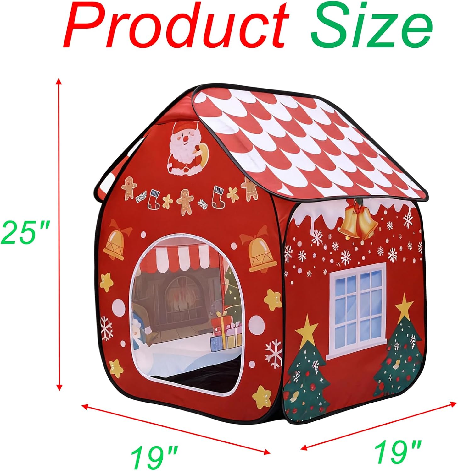 LUCKITTY Christmas Folding Cat House (19x19x25in) Indoor - Festive Pet Tent Cabin, Portable Kitty Play & Sleep Shelter