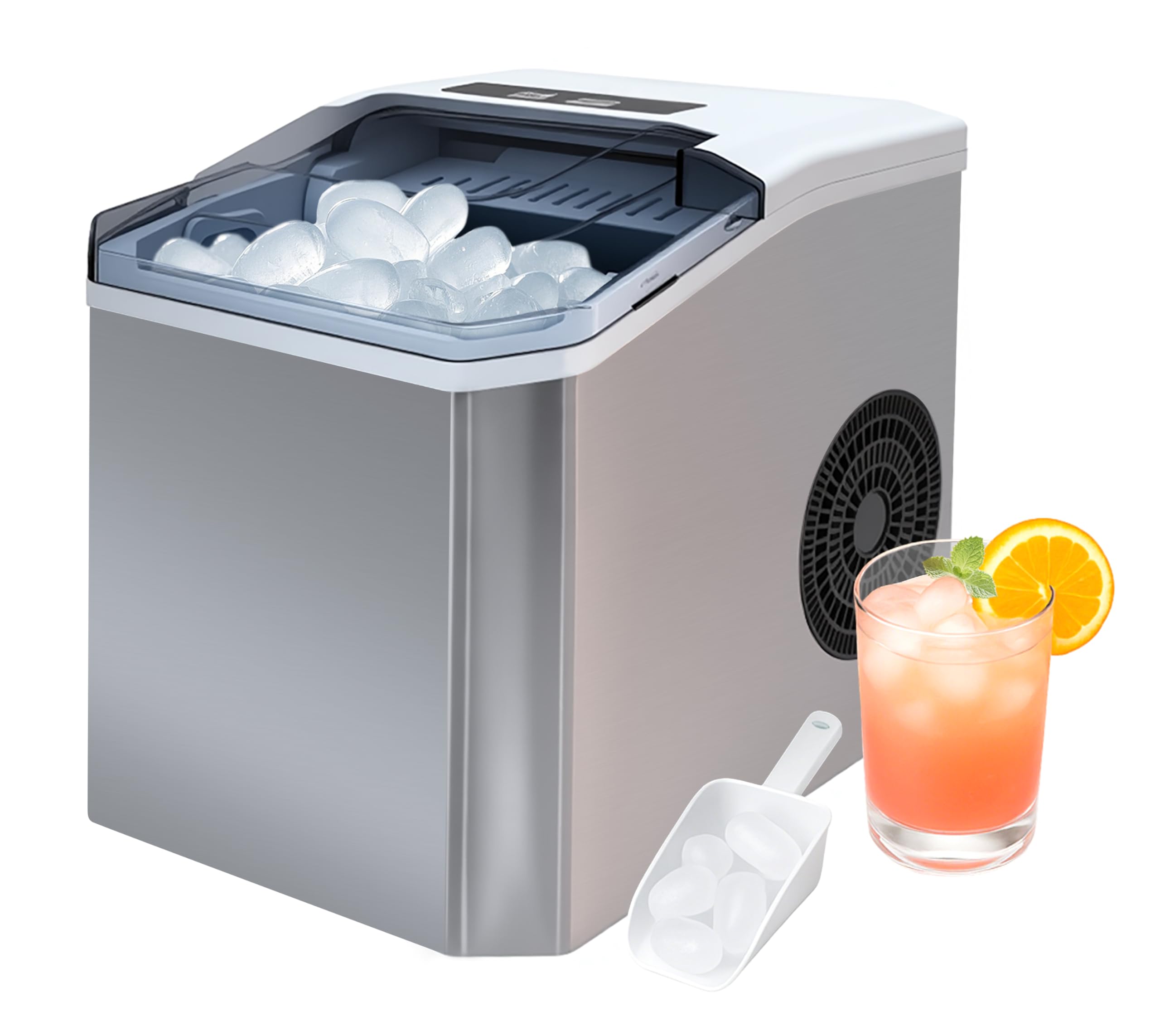 iTOMA Tisch-Eismaschine, 2 Größen von Kugel-Eiswürfeln, 1,3-Liter-Eismaschine mit Autoreinigung, mit Eiskorb und Eisschaufel, für Haus/Küche/Büro/Bar-Party Eiswürfelmaschine，YH16M