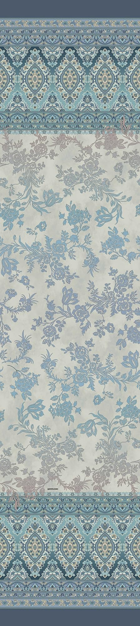 Foulard de prestige Bassetti AGRIGENTO 100% coton bleu azur d'ameublement italien 350x270