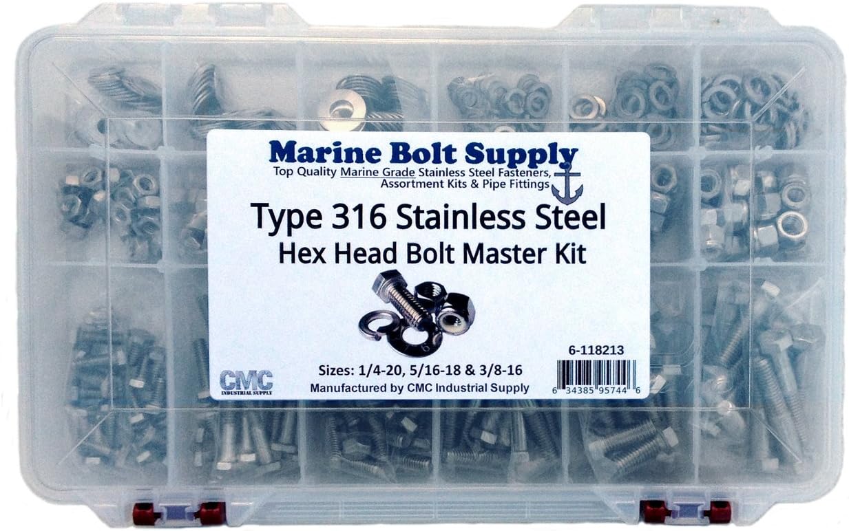 Type 316 Stainless Steel Hex Bolt Master Kit Marine Bolt Supply 6-118213