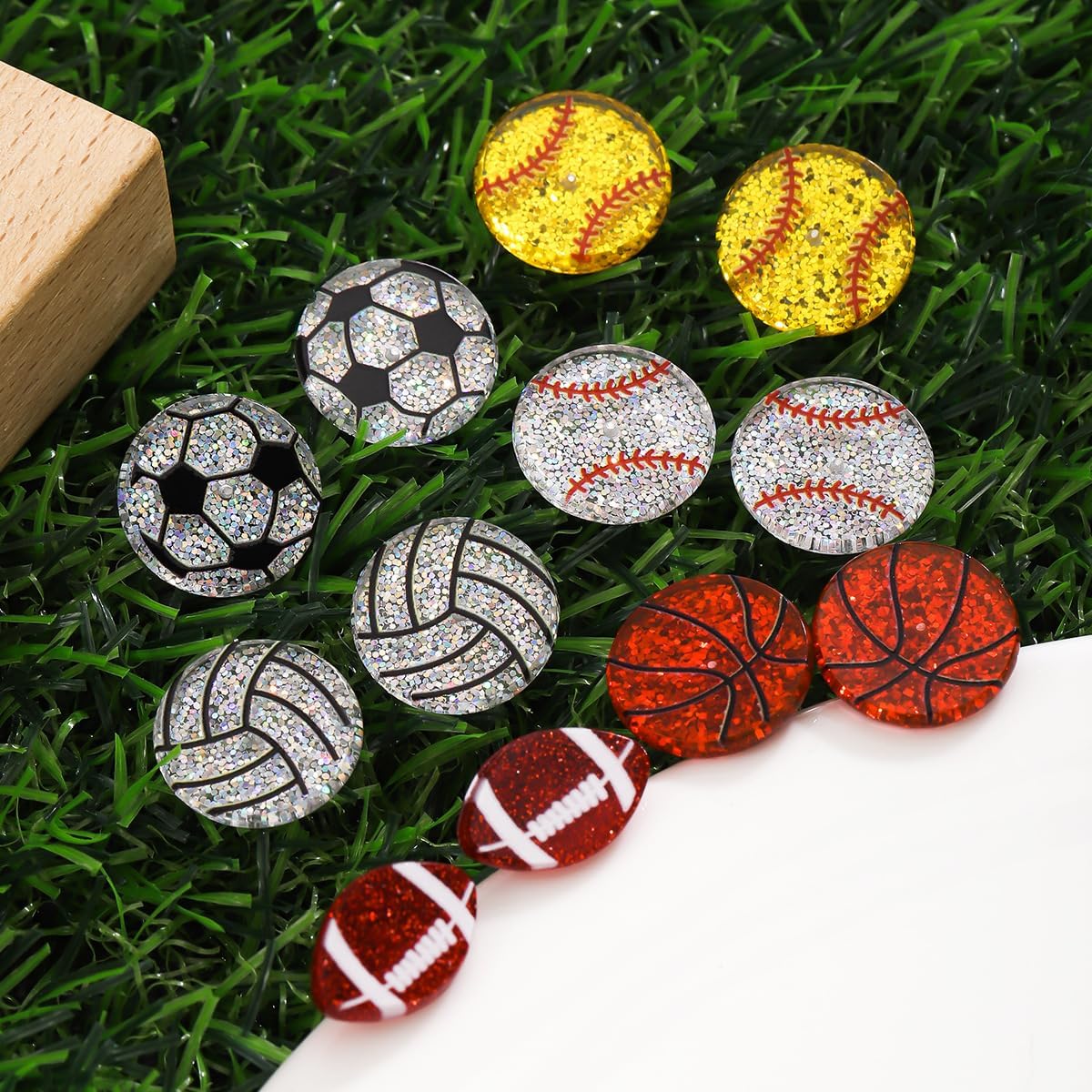 6 Pairs Cute Sport Acrylic Stud Earrings Set for Women Football Baseball Basketball Volleyball Soccer Softball Glitter Stud Earrings Soprt Lover Jewelry Game Day Accessories Gifts - Image 4