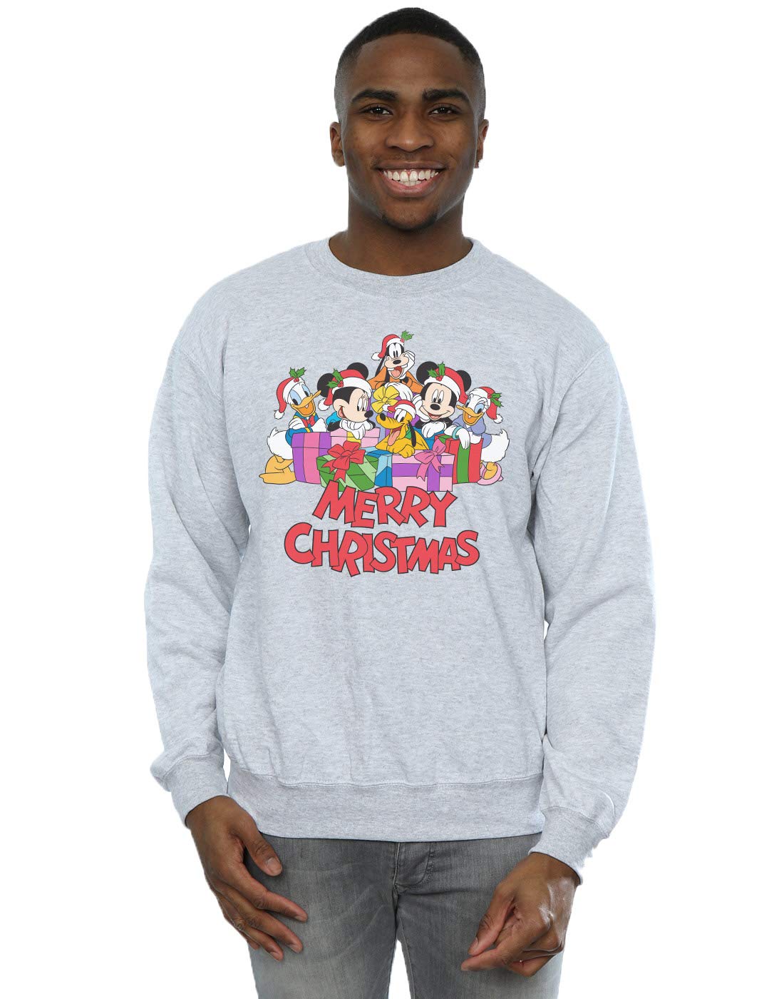 Absolute Cult Men's Sport Grey Disney Mickey Mouse And Friends Christmas Sweatshirt XX-Large