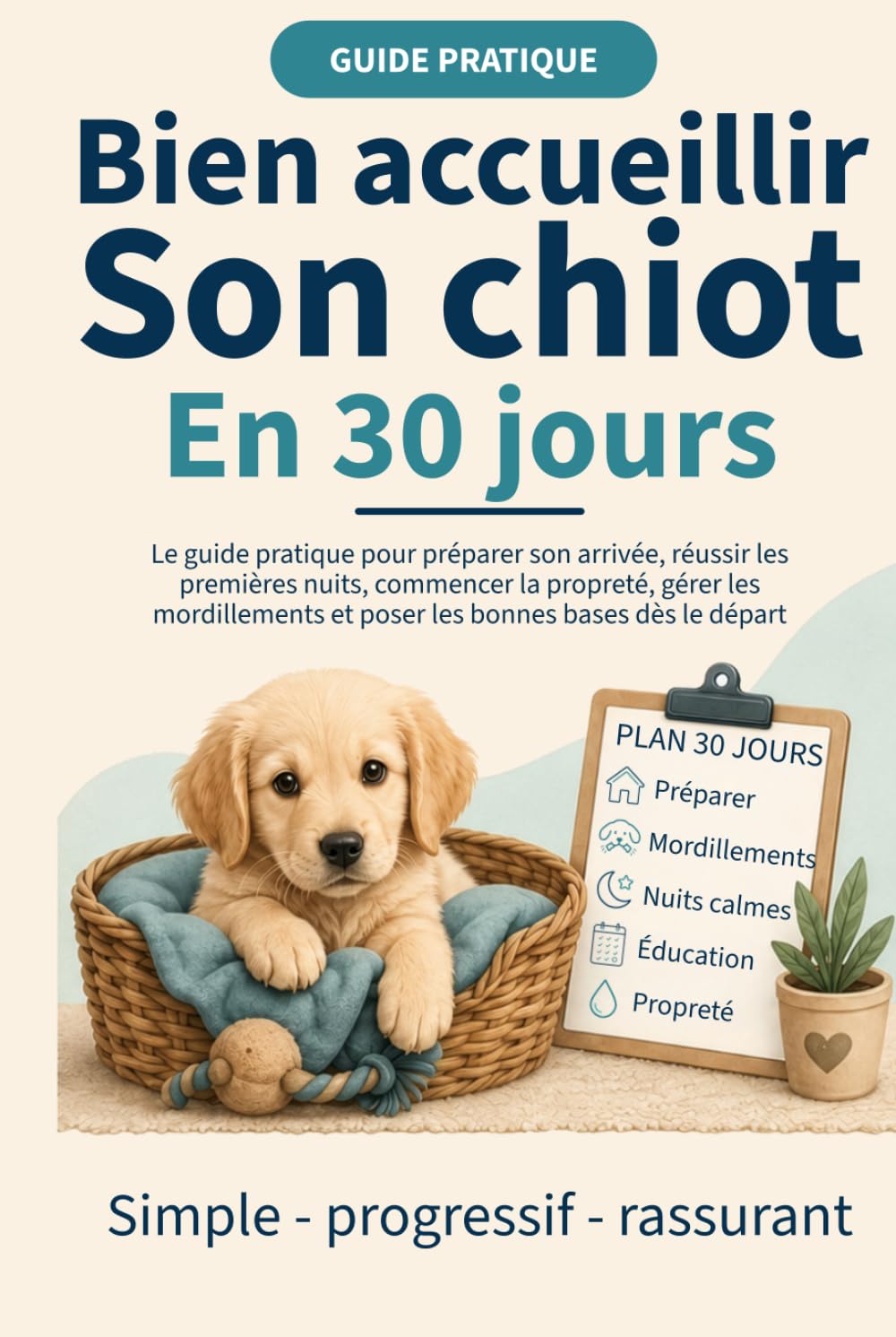 Bien accueillir son chiot en 30 jours: Le guide pratique pour préparer son arrivée, gérer les premières nuits, commencer la propreté, comprendre les mordillements et poser les bonnes bases