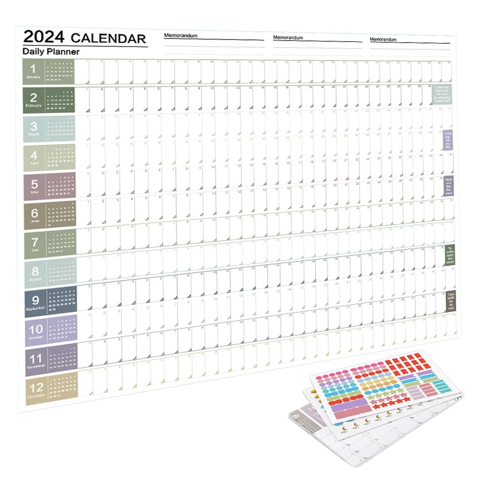 Set di 10 calendari da appendere alla parete 2024, calendario annuale per compiti in aula e la casa, stile A