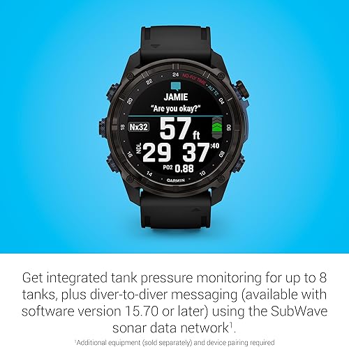 Miniatura 10 de Garmin Descent Mk3i Reloj de buceo con estilo computadora (1.693 in, acero inoxidable con correa de silicona gris niebla)