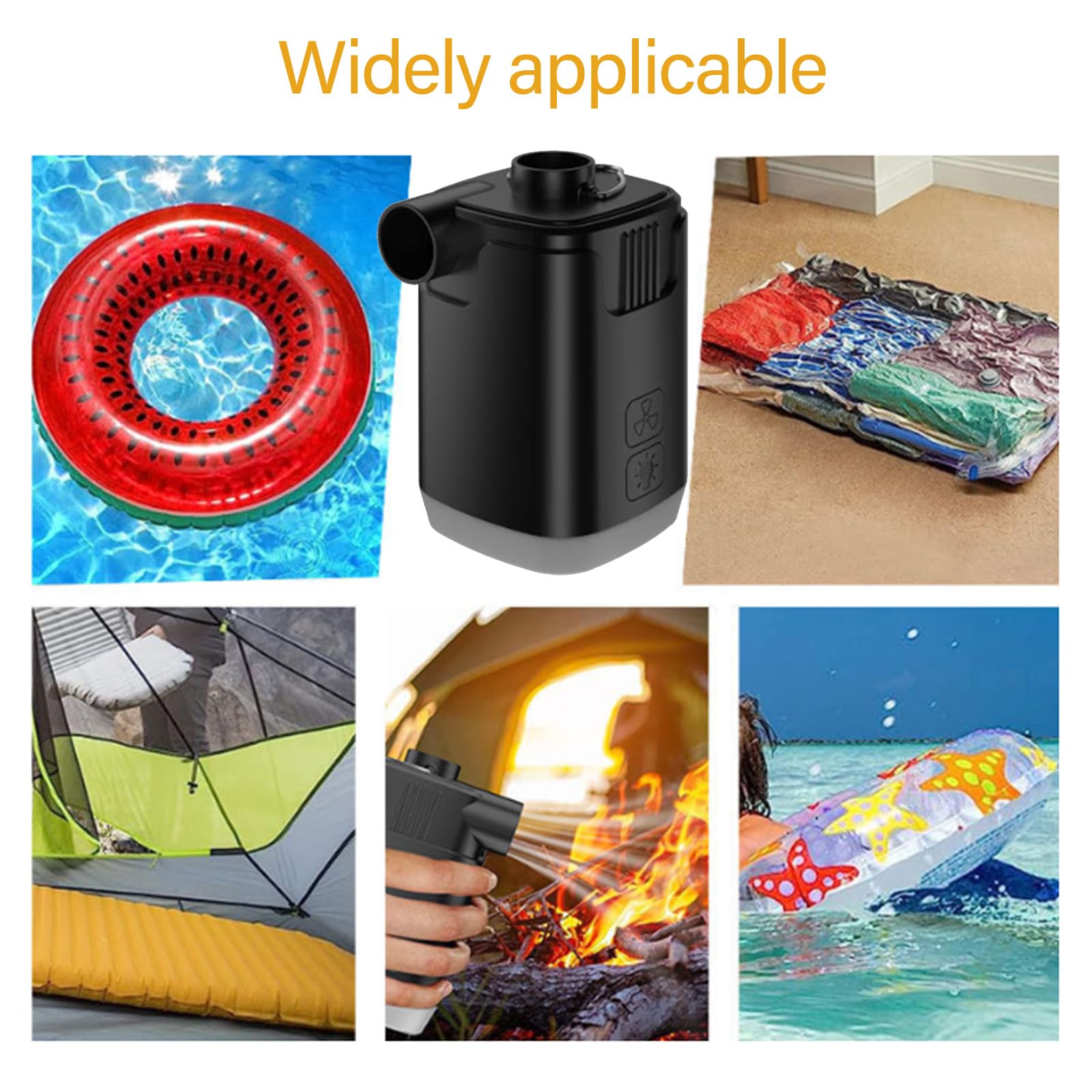 Pompes à air électriques avec lumière de camping et 7 buses de rechange pour matelas