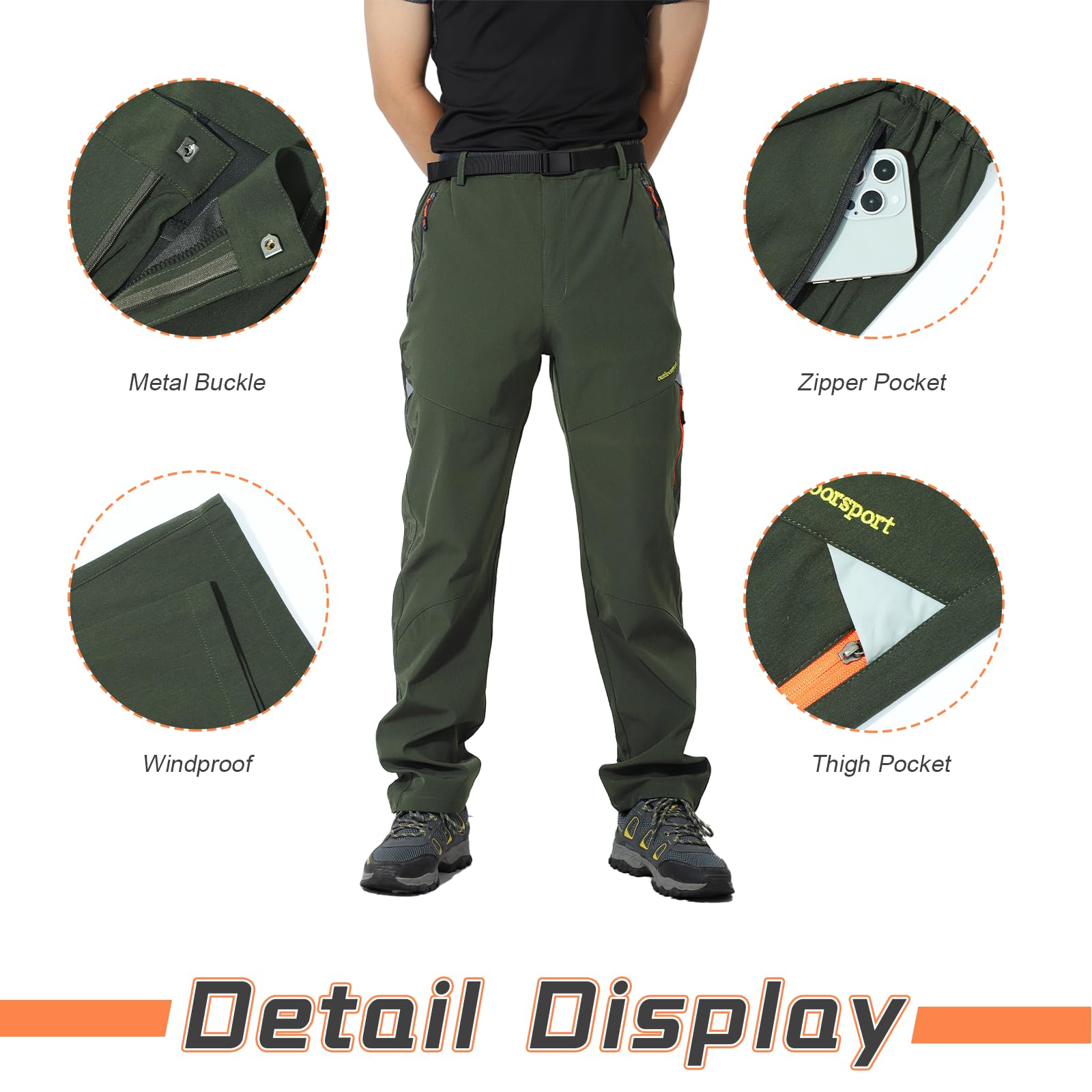 Uomini Pantaloni da Camminare Sport all'aperto Pantaloni da Campeggio a Prova di Vento