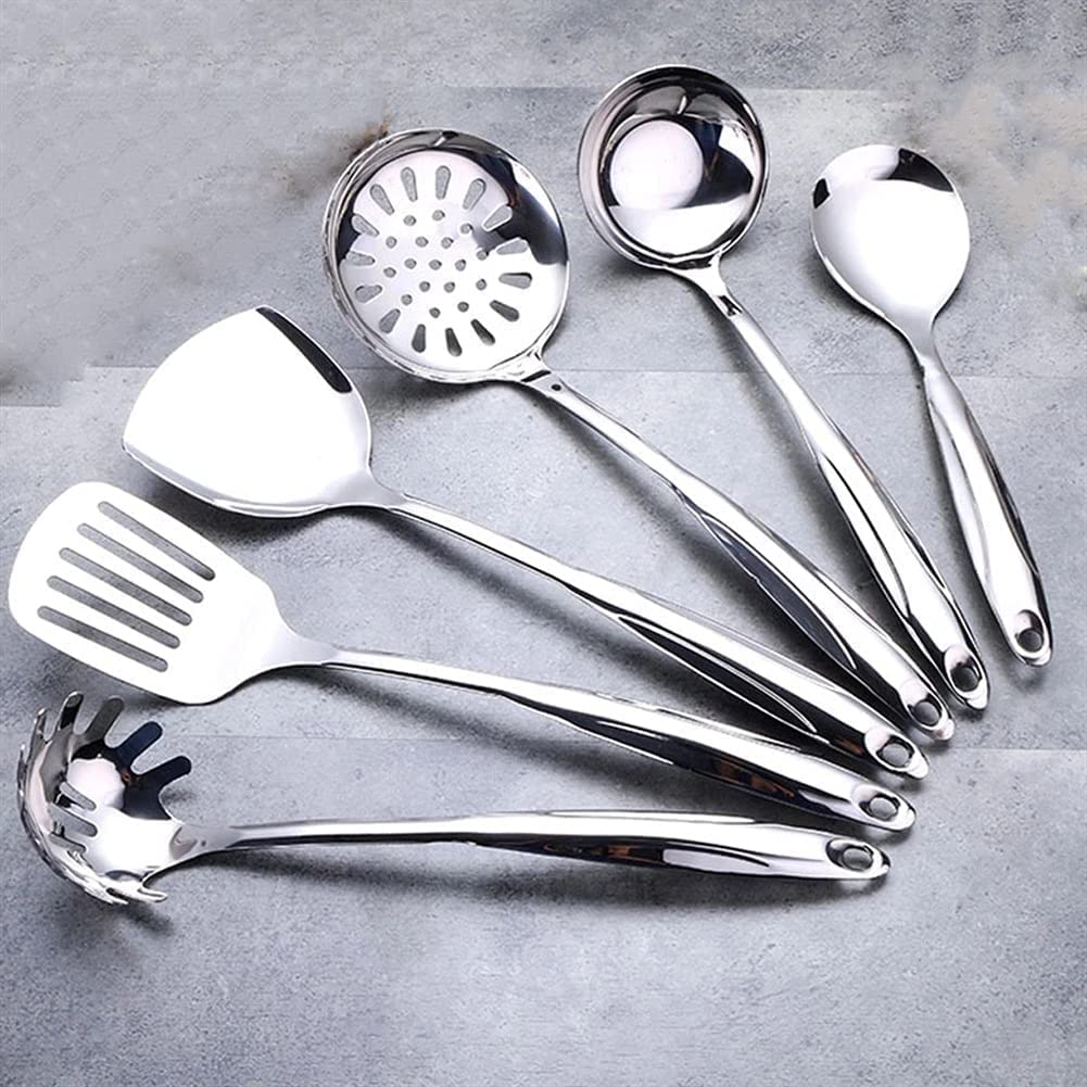 Küchenset, Kochwerkzeug, Küchenutensilien-Set, Spatel, Kochutensilien-Set aus Edelstahl, Pfannenwender, hitzebeständiger Griff, Suppenlöffel, antihaftbeschichtet, spezieller Kochschaufel, Wender, Küch