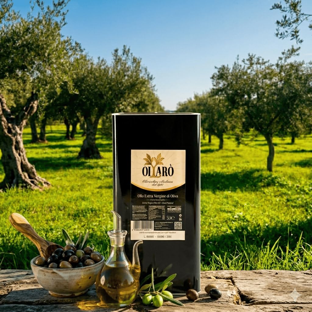 Oilarò Olio Extravergine di Oliva 5 Litri Latta – Nocellara del Belice e Biancolilla, 100% Italiano Sicilia, Spremuto a Freddo, Fruttato Medio, Uso Cucina e Condimento