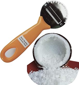 Plai Na Coconut Hand Grater Blade Slicer Shredded Scraper Coconut Meat Removal Knife Fish Skin Scale Scraper Remover Tool Vintage Yellow