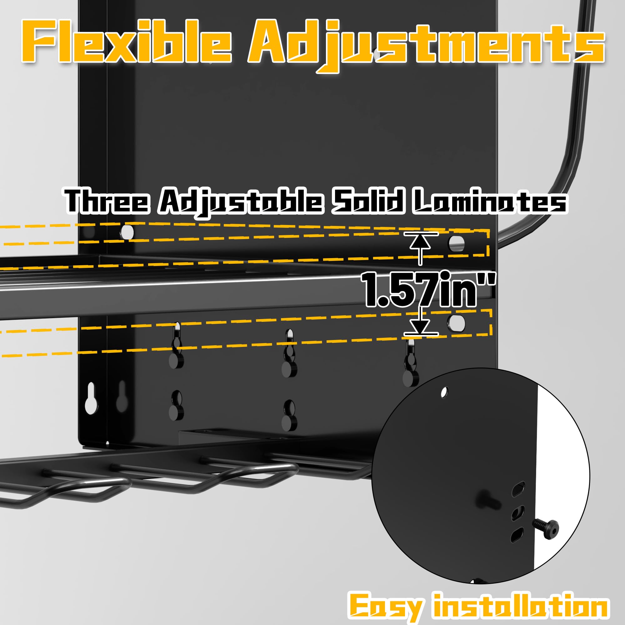 Wide Power Tool Organizer Wall Mount with Charging Station 3 Layer Adjustable Heavy Duty Tool Storage Rack with — view 4