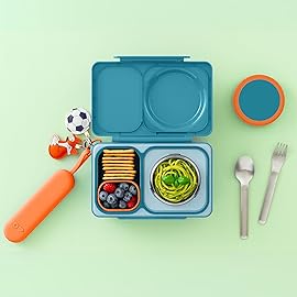 Omie OmieBox Travel Utensil Set | Fork and Spoon with Case for Easy Travel | Stainless Steel Fork and Spoon (Orange)