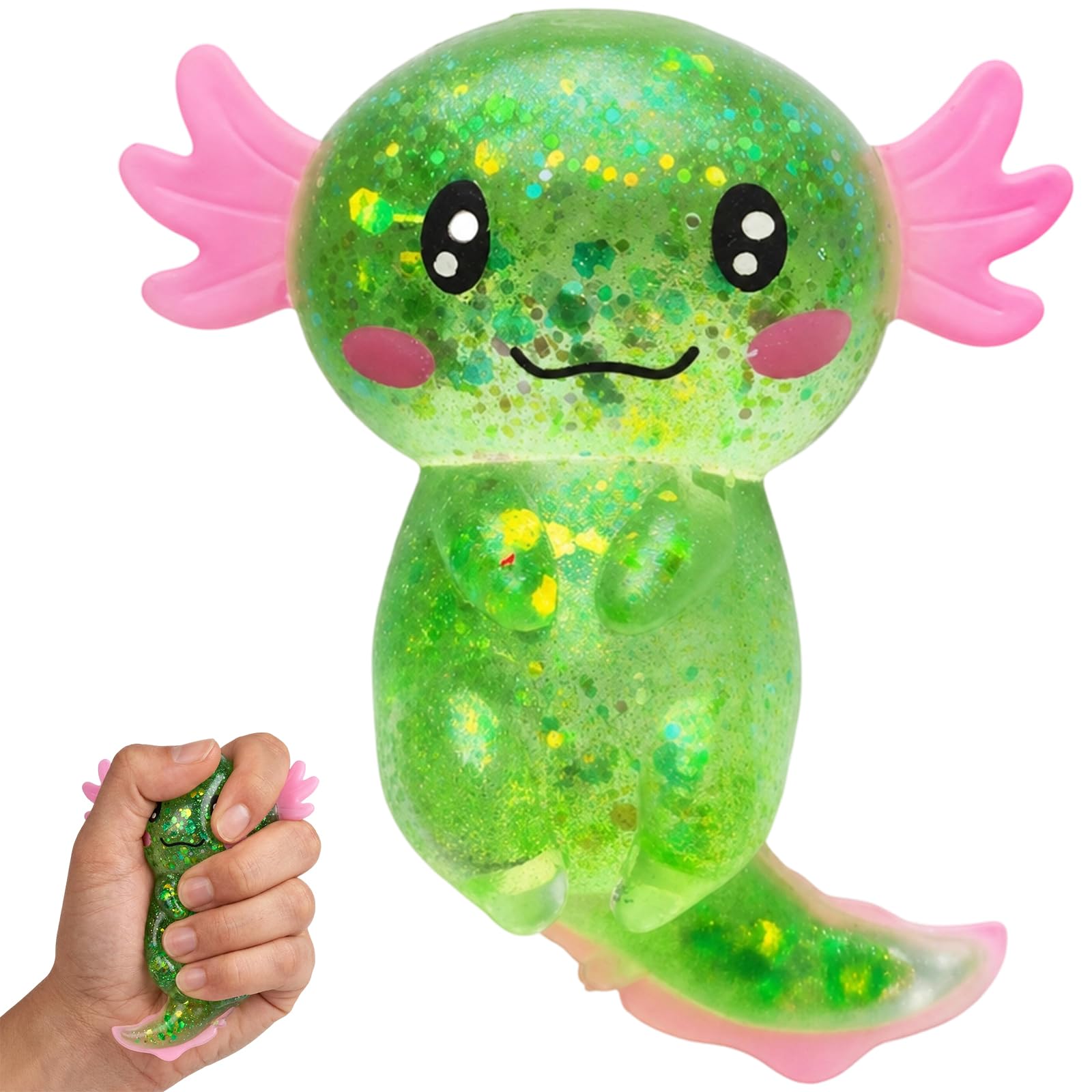 Axolotl Squishy, Stress Relief Fidget Toy with Sugar Texture Design, Portable Desk Companion for Office and Classroom Use, Soft Green Axolotl Toy Measuring 8cm width and 10cm length