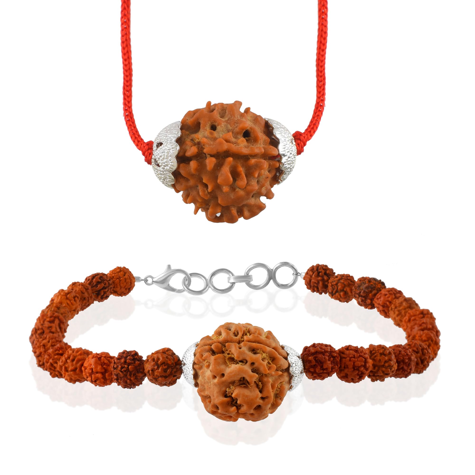 Nepali 4 Mukhi Rudraksha Pendant & Bracelet Combo | Spiritual Jewelry | Natural Certified Rudraksha with Sphatik Shivling for Men & Women(ACCM0130-AB)-image-38