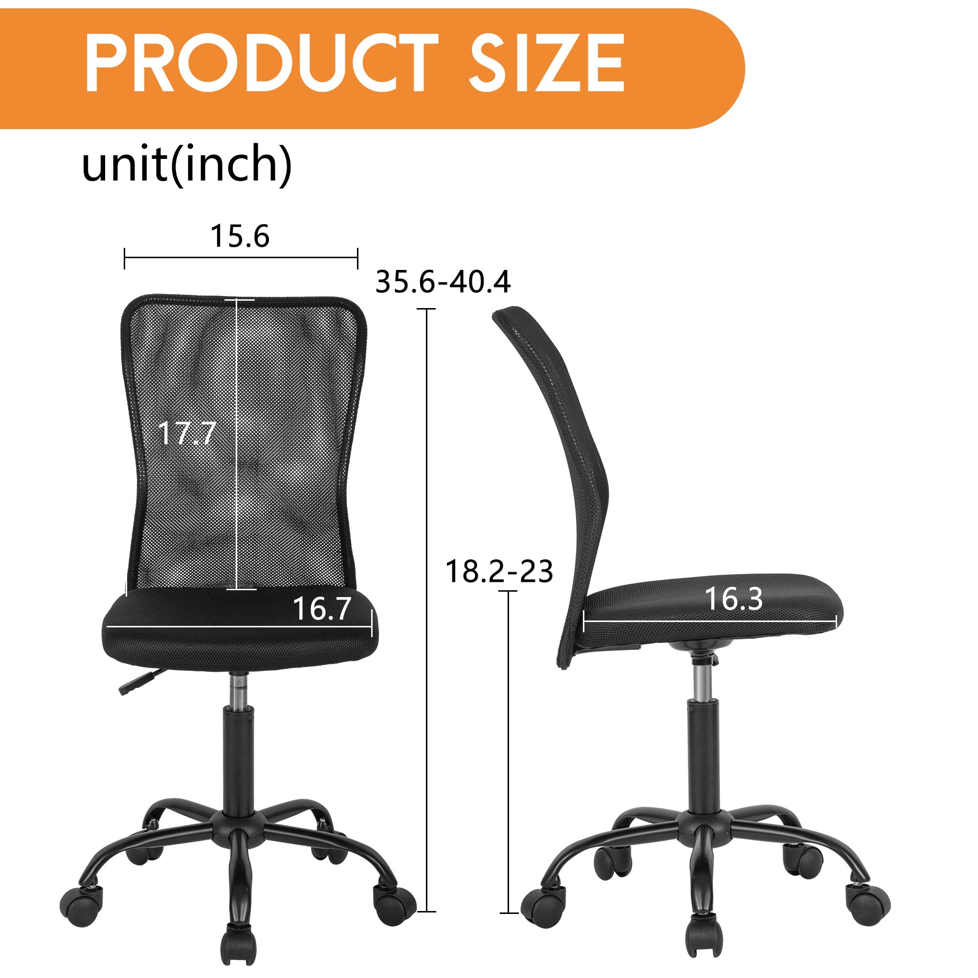Snapklik.com : FDW Home Office Chair Mid Back Mesh Desk Chair Armless ...
