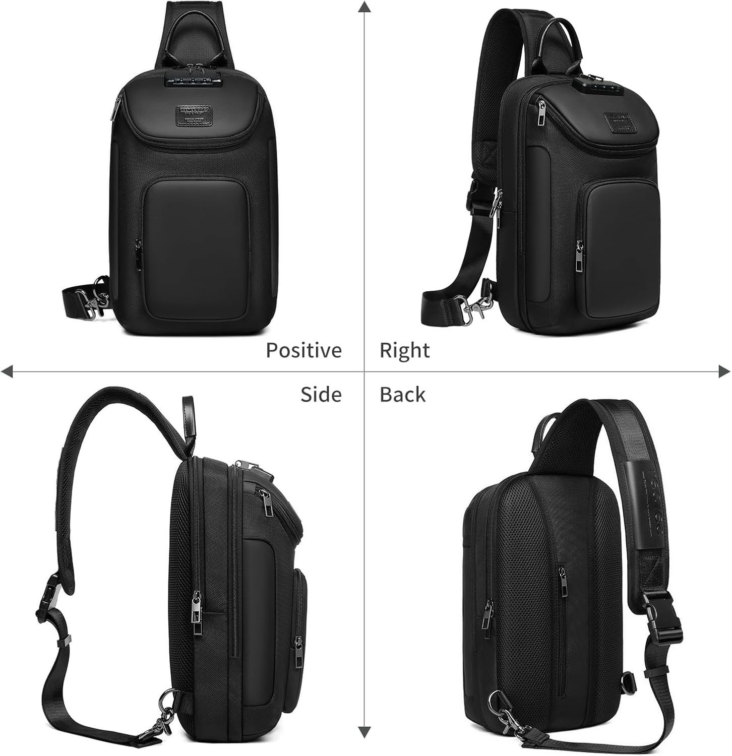 reeyee Anti-Theft Sling Bag with Lock, Waterproof Crossbody Backpack Fits 11 inch Tablet, Men's Shoulder Chest Bag - Image 9