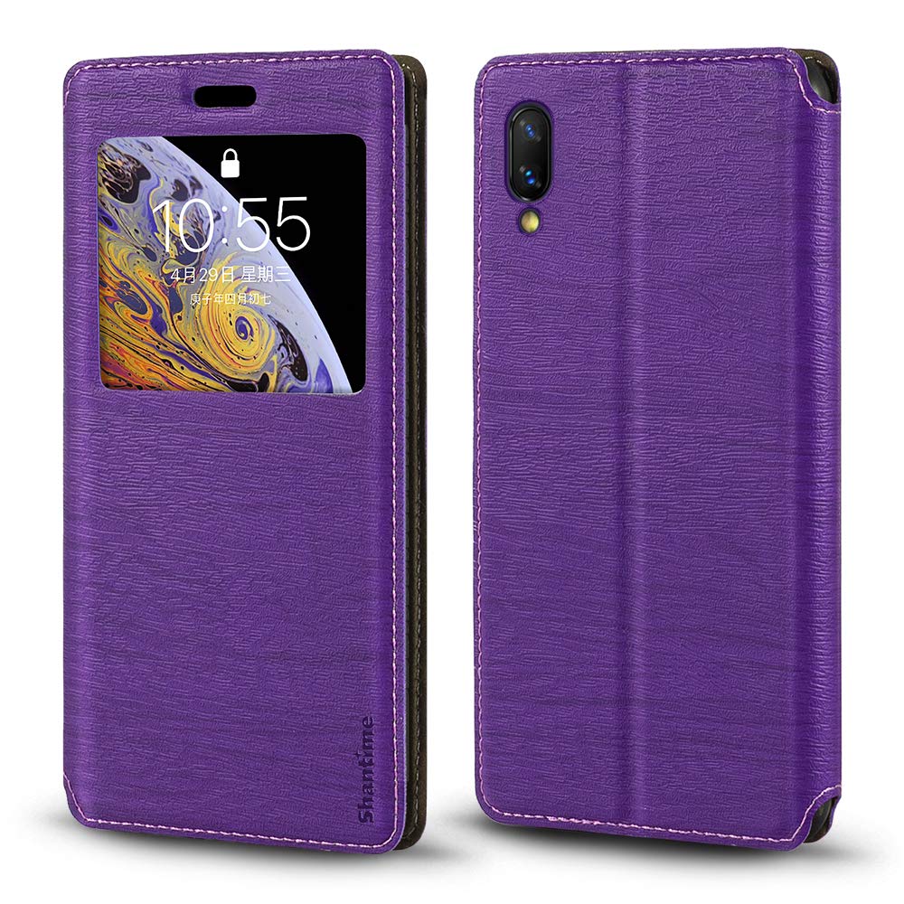 Vivo Nex S Case, Wood Grain Leather Case with Card Holder and Window,  Magnetic Flip Cover for Vivo Nex S