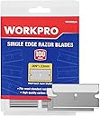 WORKPRO 100-Pack Single Razor Edge Blades, Industrial Scraper Razor Blades, High Carbon Steel One Edge Razor Blades