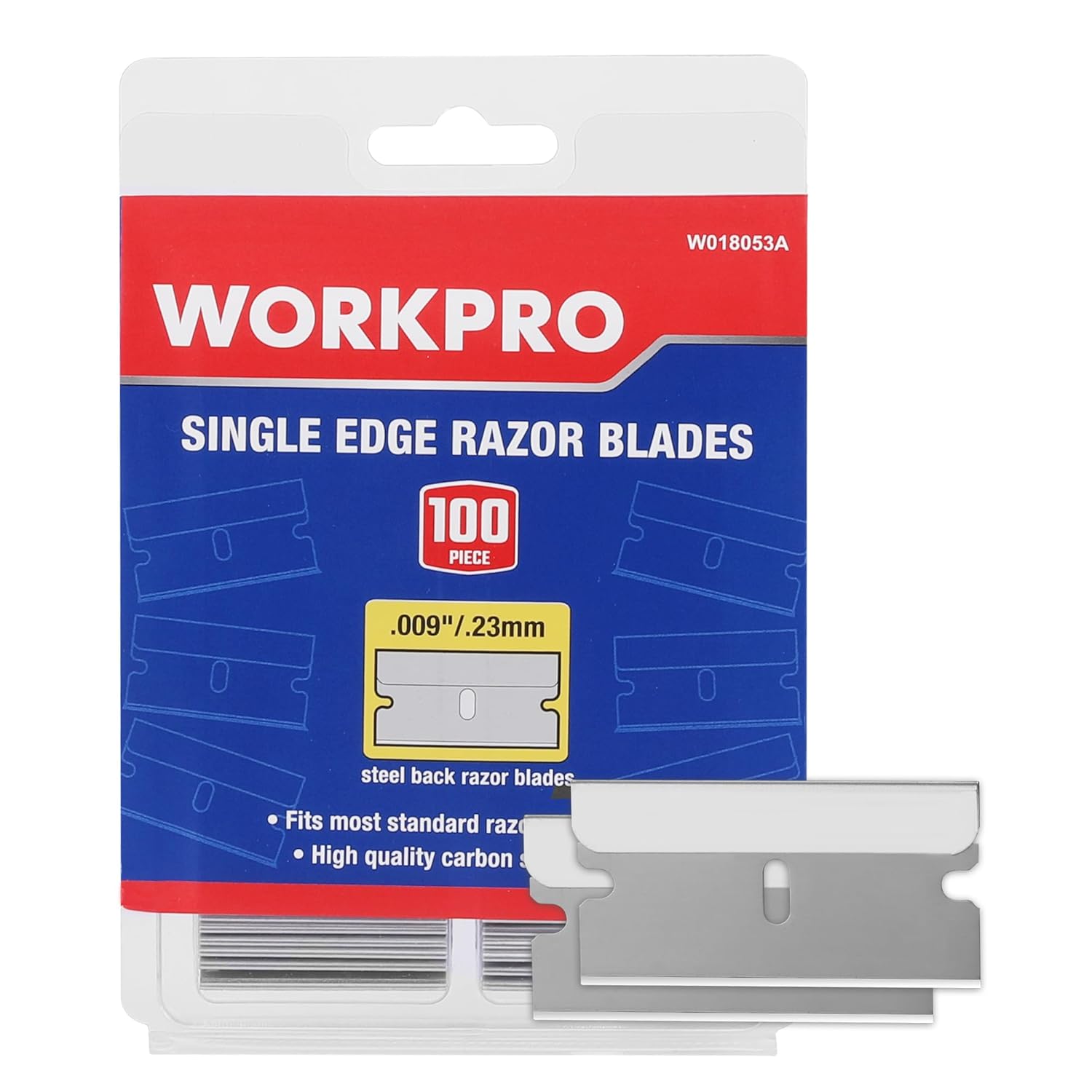 WORKPRO 100-Pack Single Razor Edge Blades Industrial Scraper Razor Blades High Carbon Steel One Edge Razor Blades
