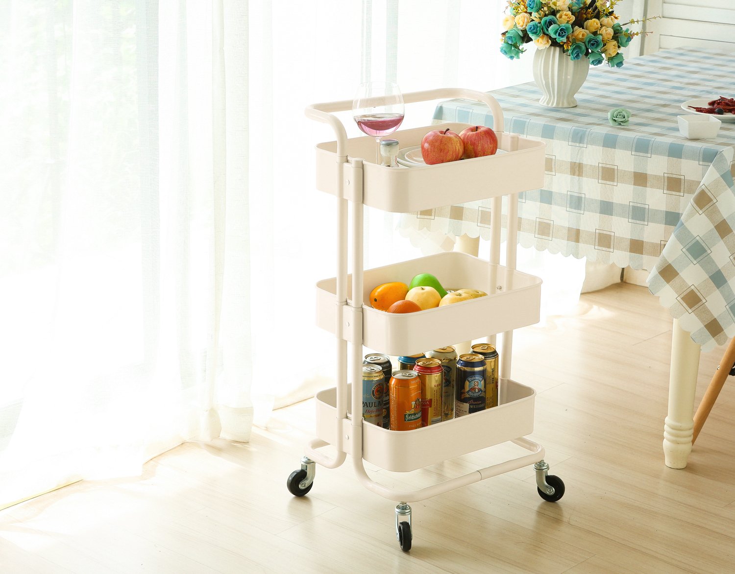 Buy HollyHOME 3 Tier Rolling Cart Metal Utility Cart with Handles, Art