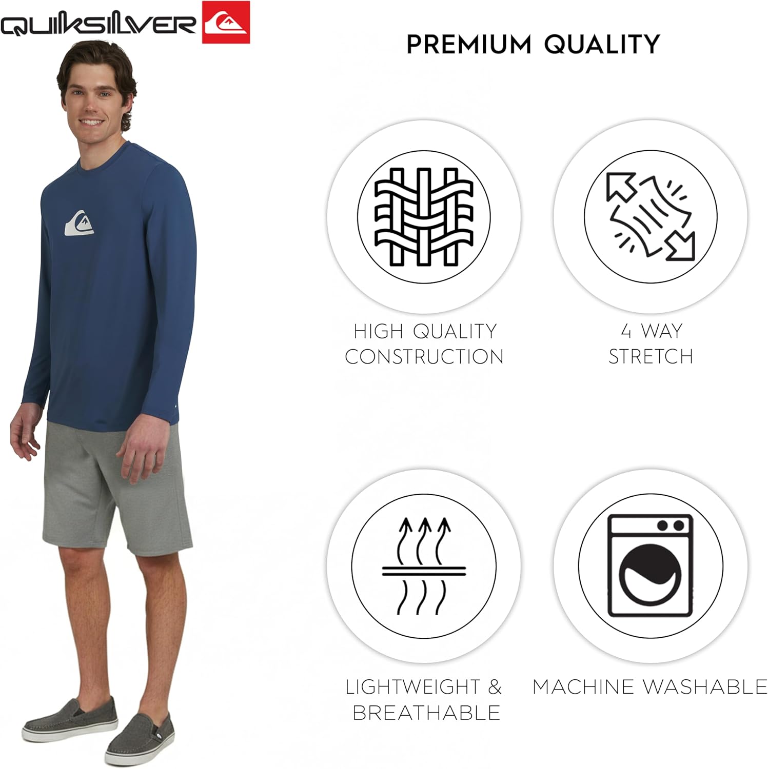 Quiksilver Men's Swimwear Regular Fit UPF 50 Long Sleeve Sun Tee Rash Guard Shirt (S-XXL) - Image 4