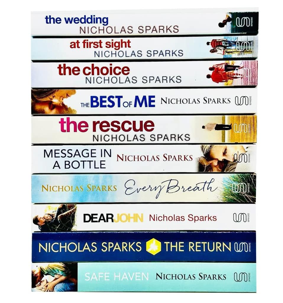 Nicholas Sparks 10 Books Collection Set (The Wedding, At First Sight, The Choice, The Best Of Me, The Rescue, Message In A Bottle, Every Breath, Dear John, The Return, Safe Haven)