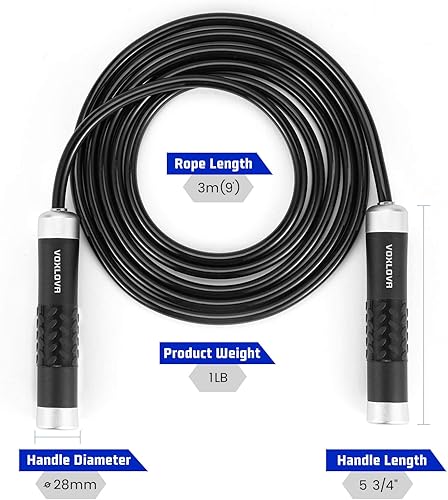 Miniatura 2 de VOXLOVA Weighted Jump Rope for Men Women - 1LB Heavy Jump Rope for Adult Fitness Workouts, Non-Slip Aluminum Handles, Ball Bearings Premium Skipping