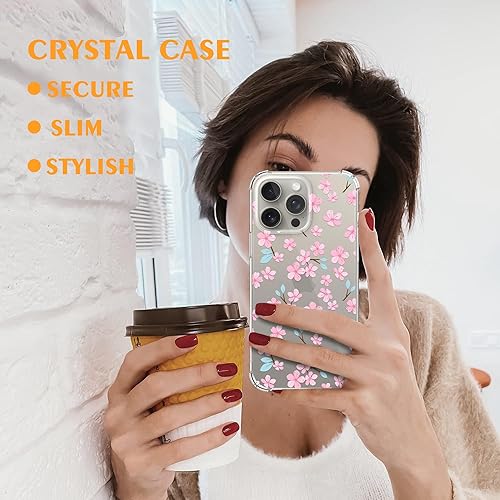 Miniatura 6 de Funda transparente de flor de cerezo diseñada para iPhone 15 Pro, funda transparente de flor de Sakura para iPhone 15 Pro para mujeres y niñas,