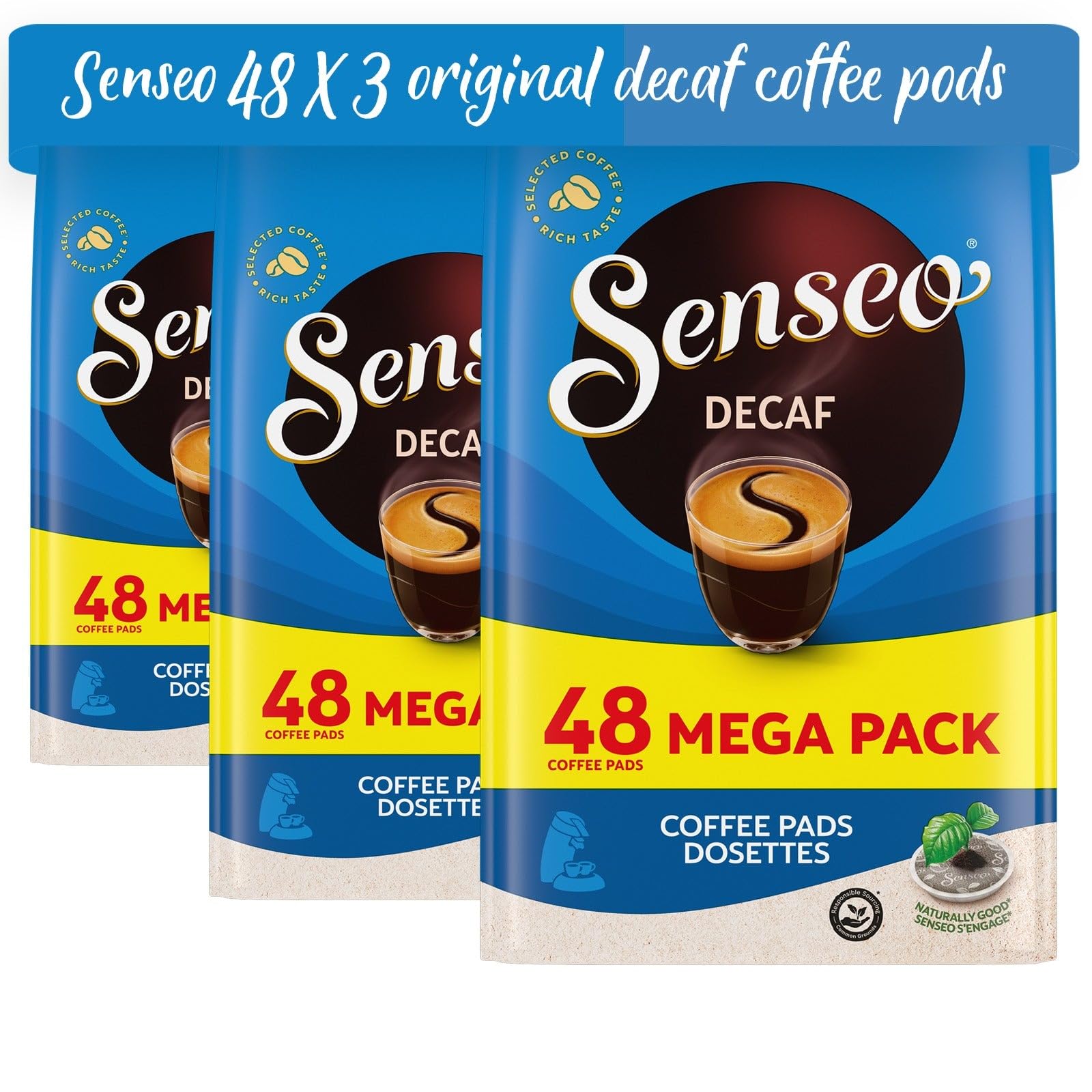 Senseo Coffee Pods - 48 Pods - Different Flavor - Imported From Netherlands (Decaffeinated, 144)