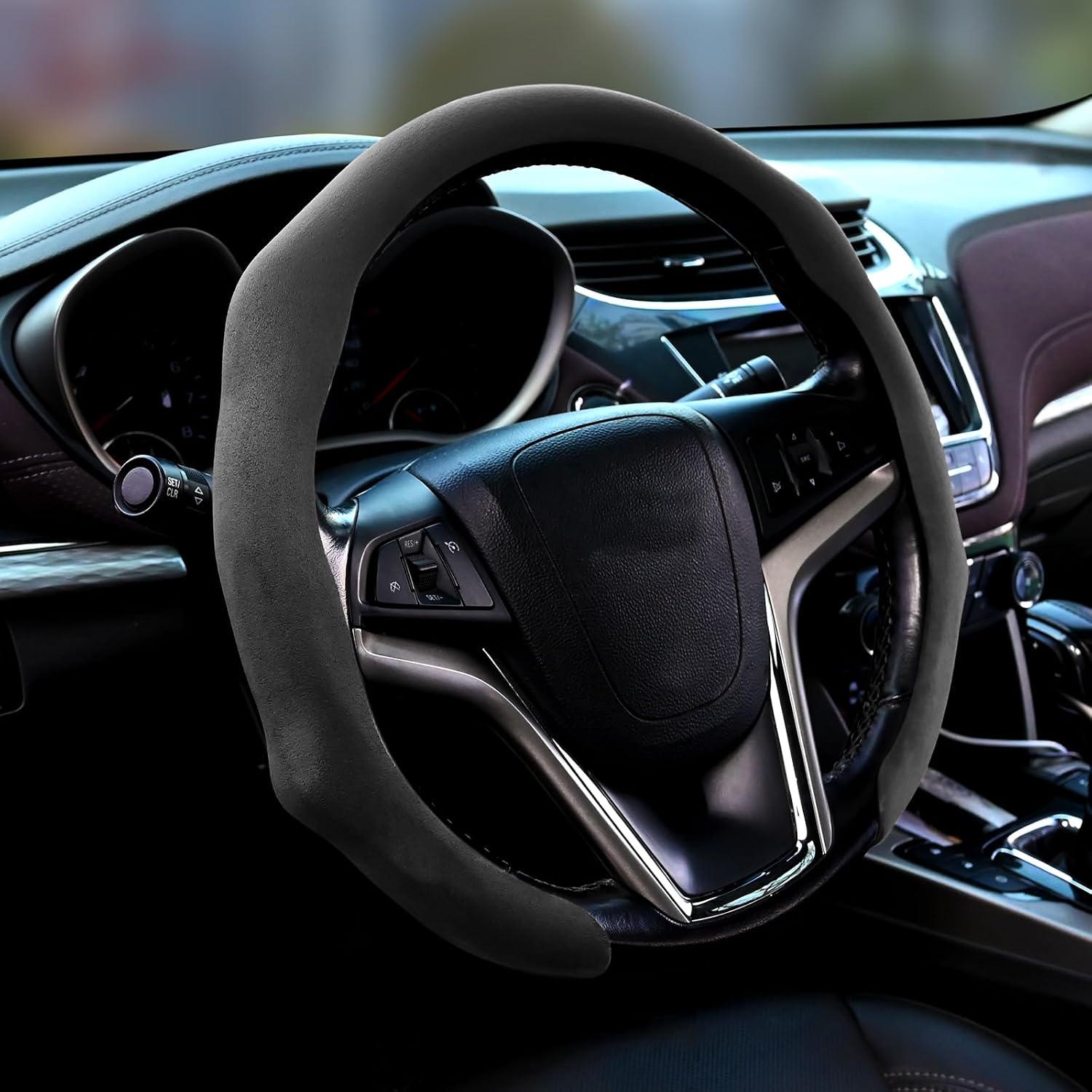 leather steering wheel cover luxurious, breathable, and anti-slip design - universal fit for 15.5-16 inch steering wheels - soft, comfortable grip for enhanced driving comfort and safety