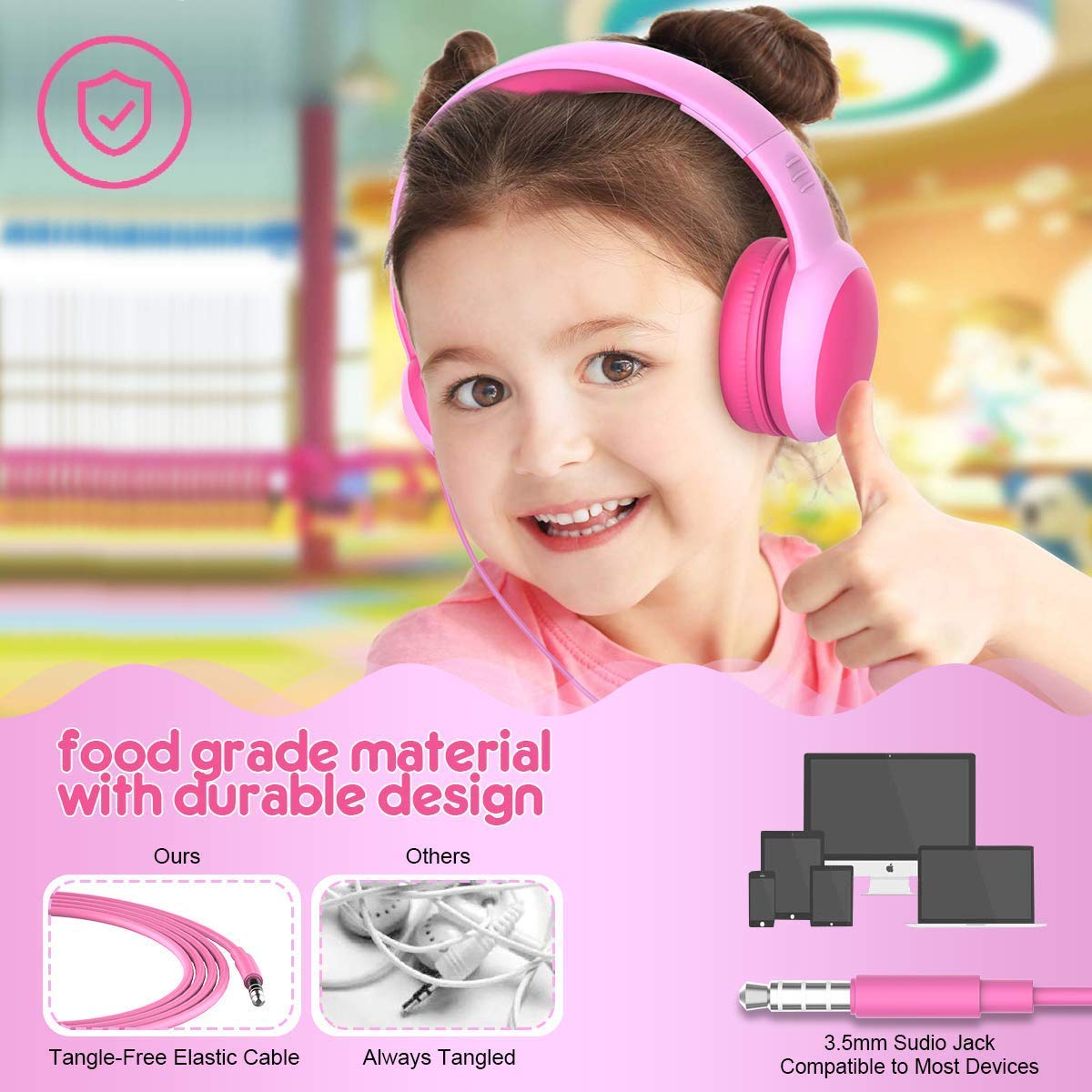 imoshion Draadloze Bluetooth Kinder Koptelefoon met Dino Spikes