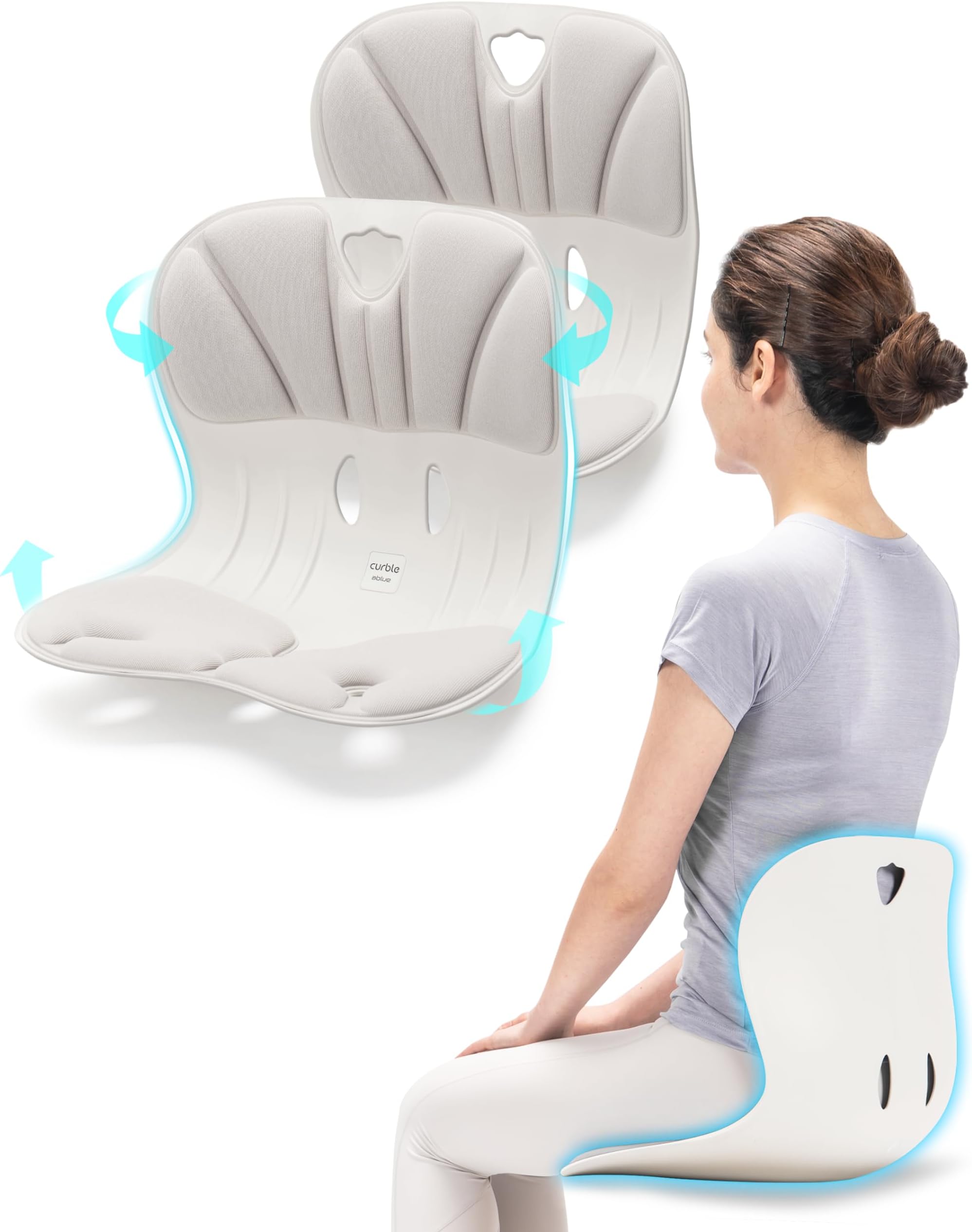 Wider(Standard Wide) 2PACK – Ergonomic Lower Back Chair Support, Lumbar Support Back Posture Corrector, Back Pain Relief, Perfect for Office, Floor Seat and Work from Home, Patented (2P Grey)