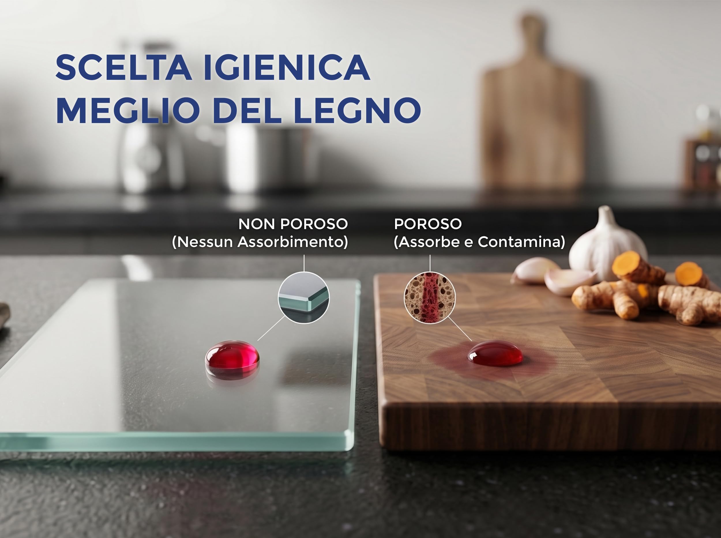 Concept Crystal Tagliere in Vetro XXL 80x52cm, Protezione Piano Lavoro Gigante in Vetro Temprato Trasparente, Salvatavolo Cucina Extra Large