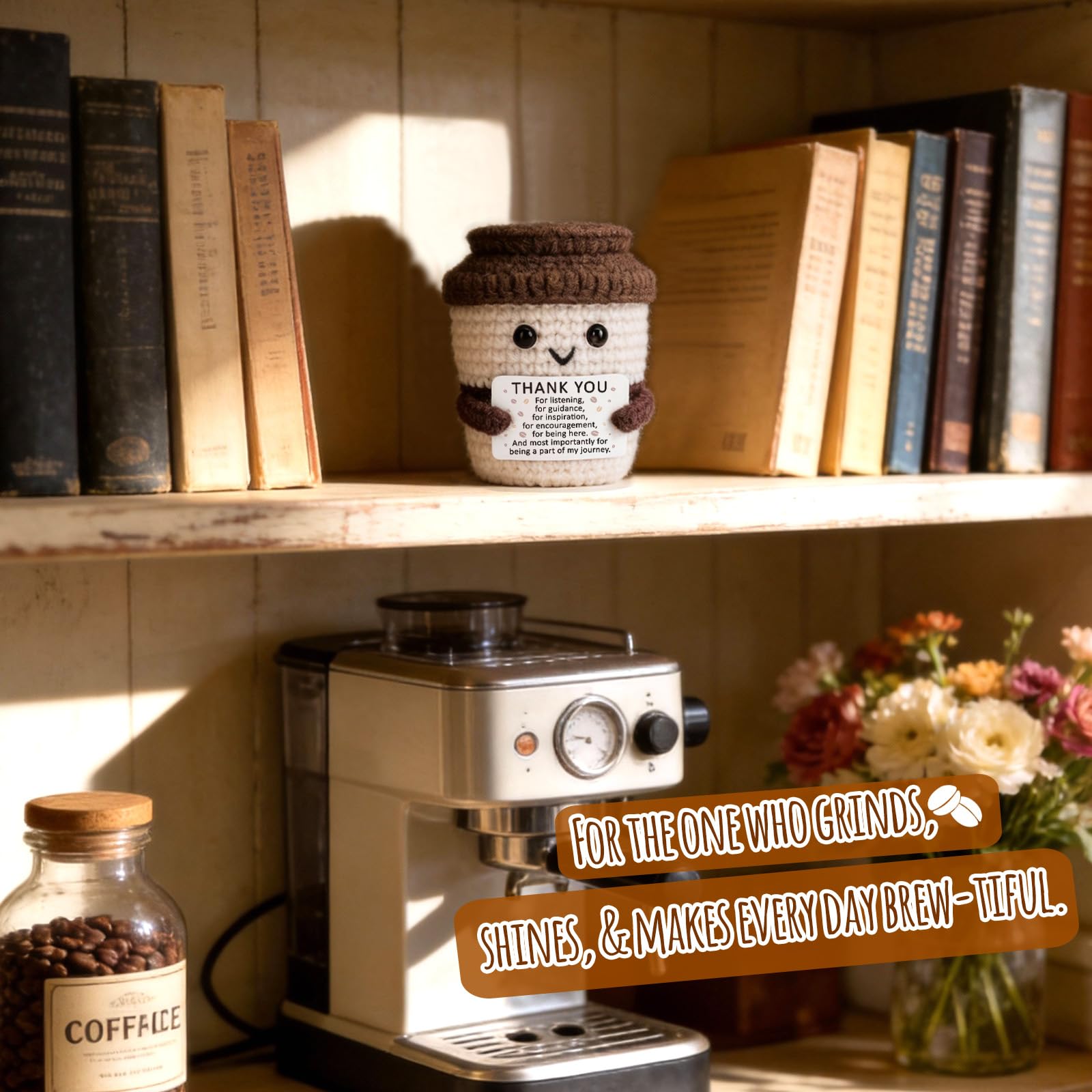 Teacher Nurse Gifts For Coffee Lovers Get Well Cheer Thank You Self Care Gifts For Women Man Friends Coworkers Going Away Emotional Inspiration Support Positive Crochet Coffee Gift For Social Worker - 5