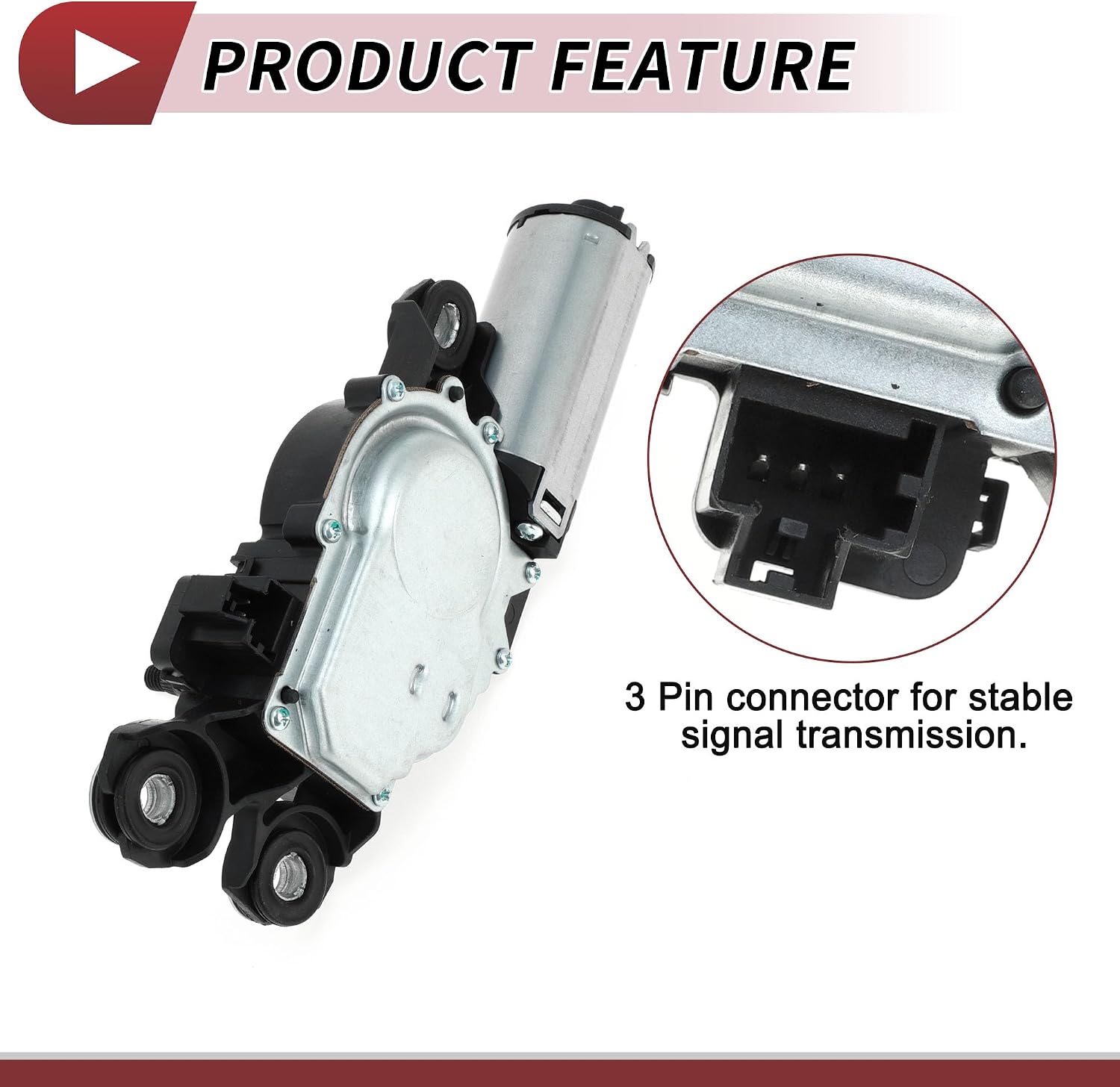Windshield Wiper Motor for Volvo V70 2008-2010 for Volvo XC60 2010-2016 Rear Windscreen Wiper Motor Replacement No.30663891/306638910/31290787 3 Pin