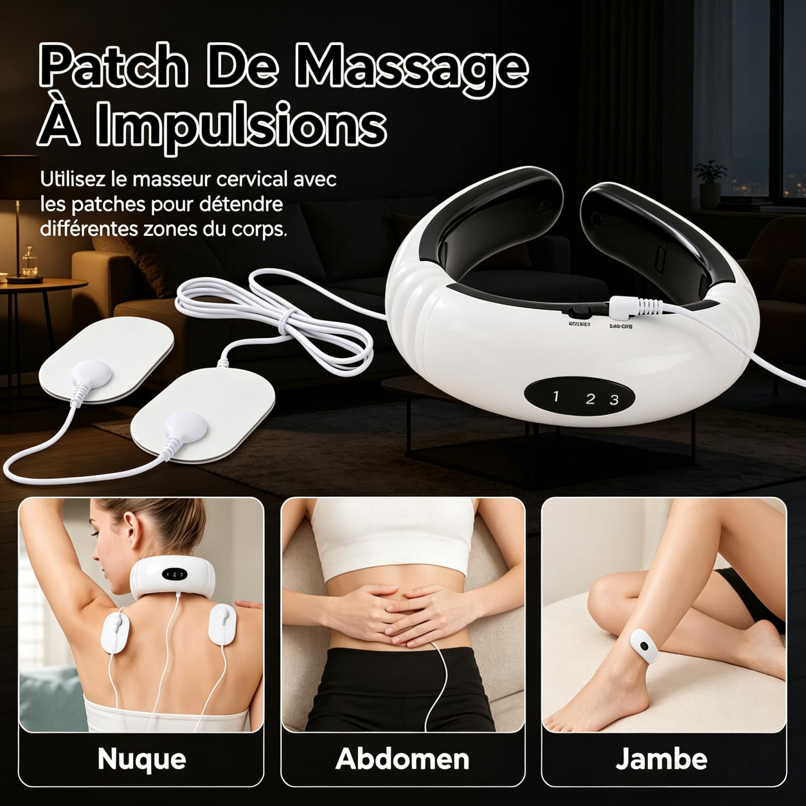 MASSEUR Masseur Cervical Électrique Chauffant, USB Rechargeable (1 PC)