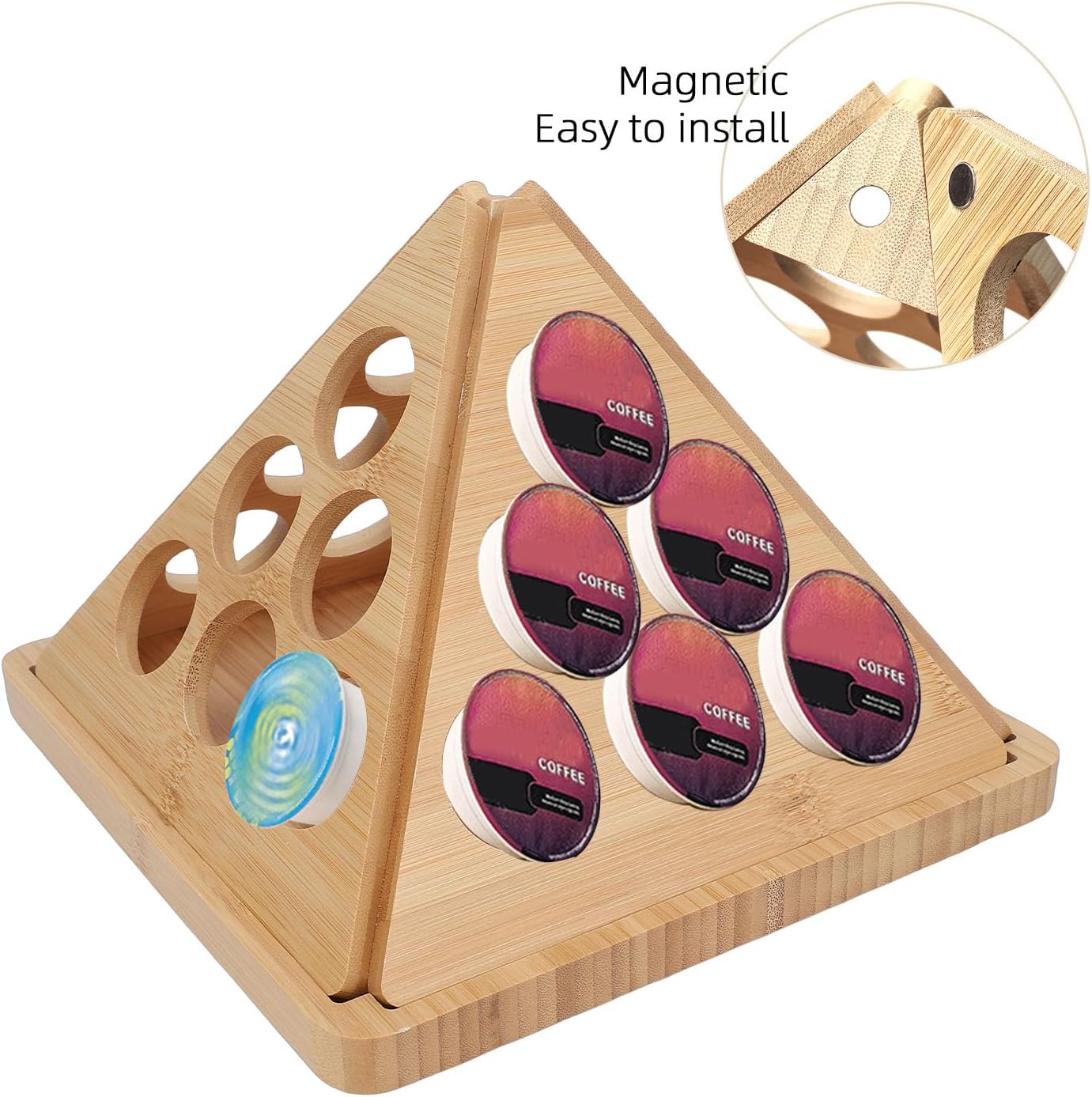 Coffee capsule holder, triangular rotating design, coffee capsule support accessory, can hold 24 coffee capsules