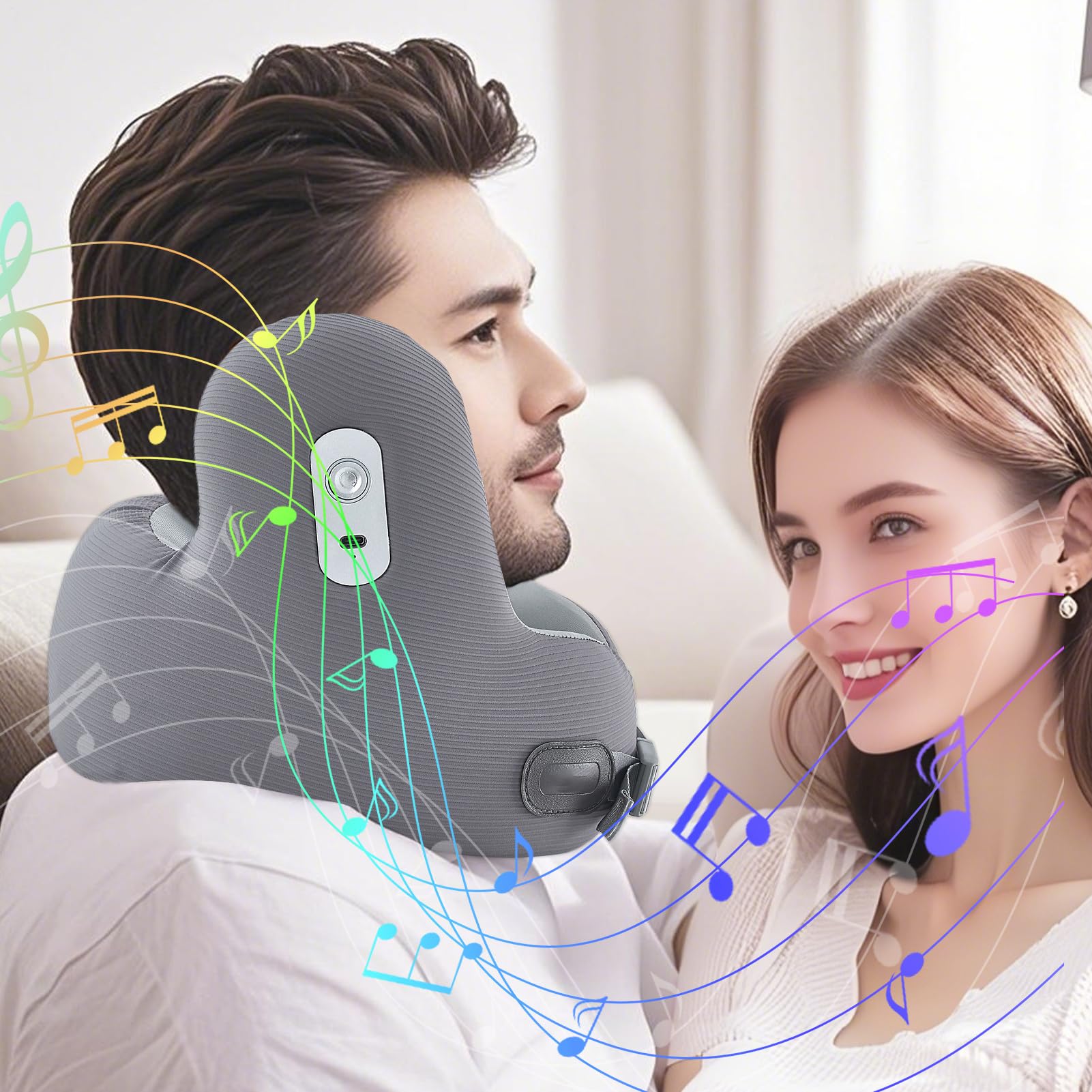 Cuscino Da Viaggio Cervicale Auricolari Wireless E Fibbia Regolabile | Cuscino Per Collo Schiuma Morbida Portatile Antirumore Auto Aereo Lunghi Viaggi Viaggio Su Strada Pendolarismo Casa Adulti E