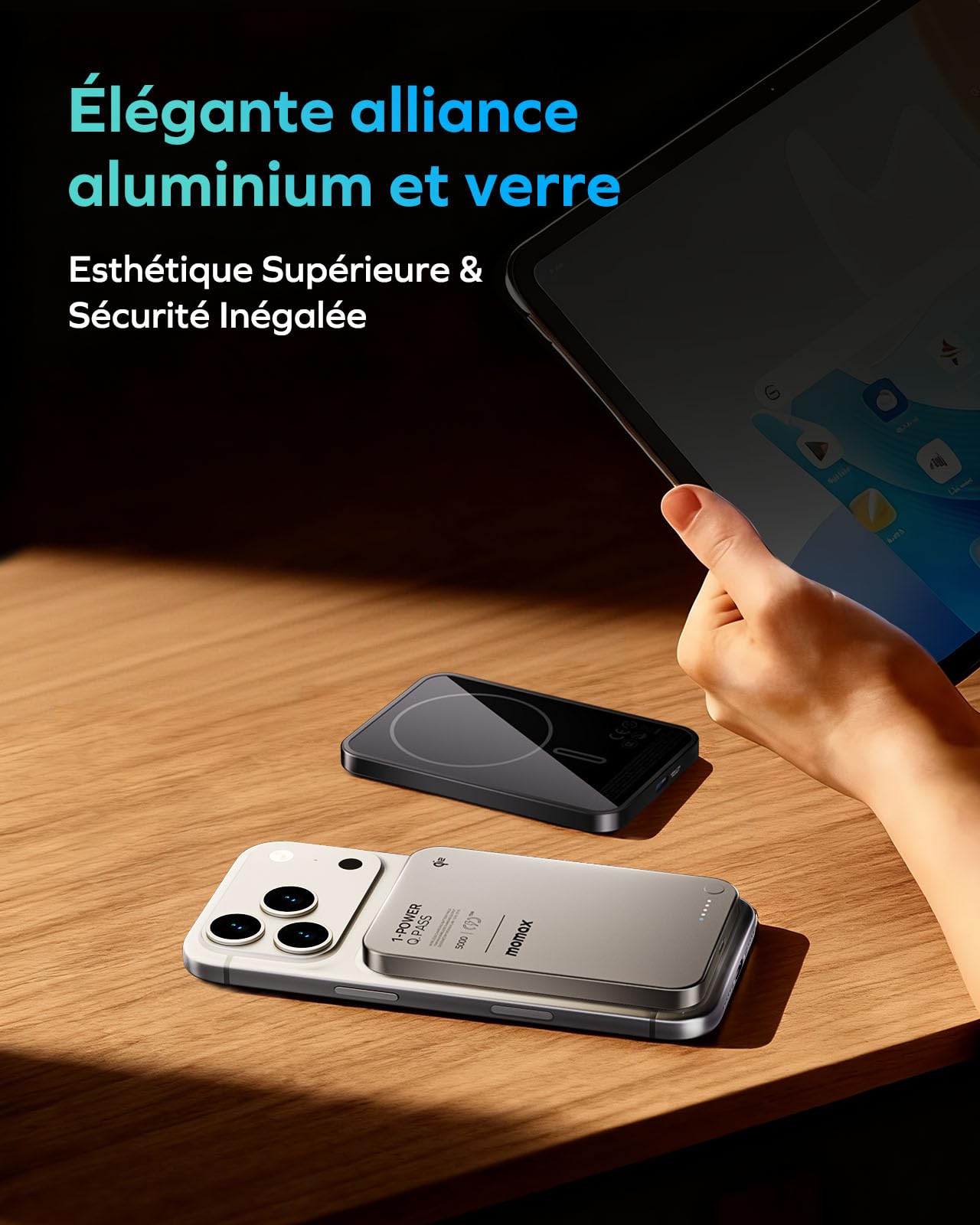 MOMAX Batterie Externe Magnétique Qi2 5000 mAh, Chargement sans Fil Via MagSafe, Compatible avec iPhone 15/14/13/12, Charge Rapide et Protection Contre la Surchauffe