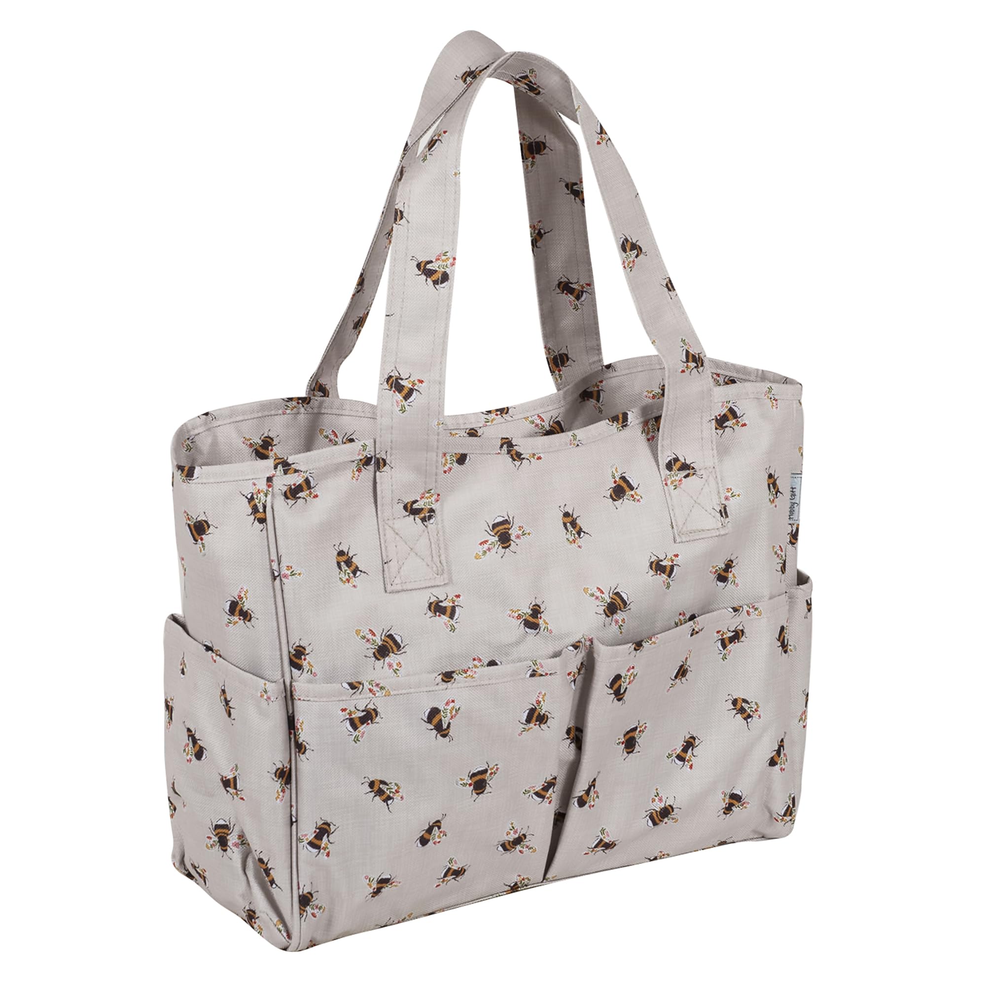 Hobby Gift Medium Knitting Bag - Travel Tote Craft Bags with Compartments, Crochet Bag Organiser for Cross Stitch, Yarn, Embroidery, School Crafting, Art Projects - 13 x 34.5 x 29cm, Bees