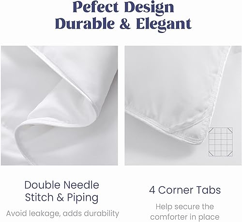 Miniatura 5 de puredown® Edredón de plumón tamaño individual, relleno de edredón pesado extra cálido, edredón ultrasuave para invierno, estaciones frías