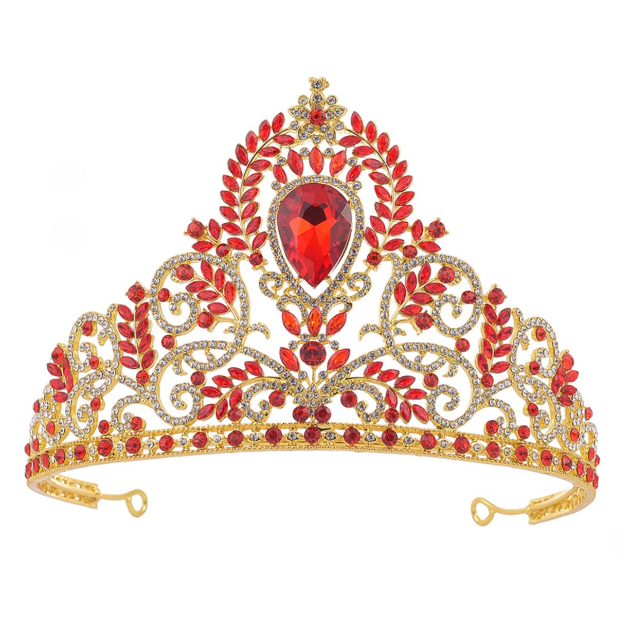 Couronne baroque rouge de mariage : diadème rétro d'exception - 7