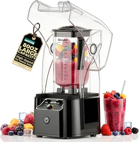 WantJoin Professional Commercial Blender With Shield Quiet Sound Enclosure 2200W