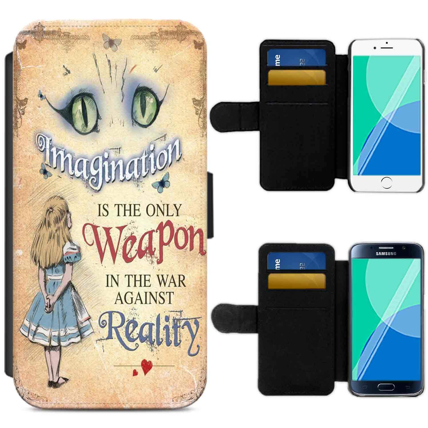 Gadget Zoo® iPhone 6 / iPhone 6s Case, Alice In Wonderland (Cheshire Cat - Imagination) The Mad Hatter Cheshire Cat Wallet Flip Phone Case Cover For iPhone 6 6s